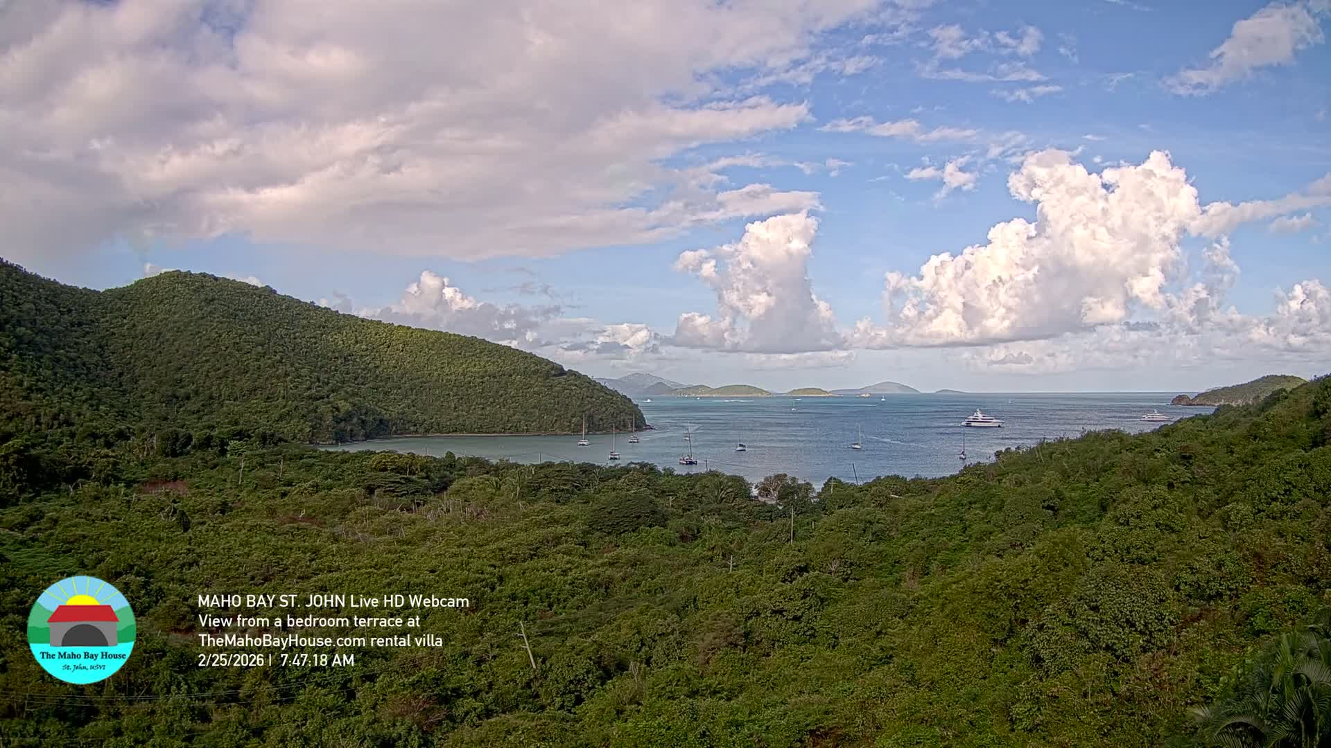 St. John, Maho Bay Skyline Live Cam - Central, St. John, United States Virgin Islands, USA