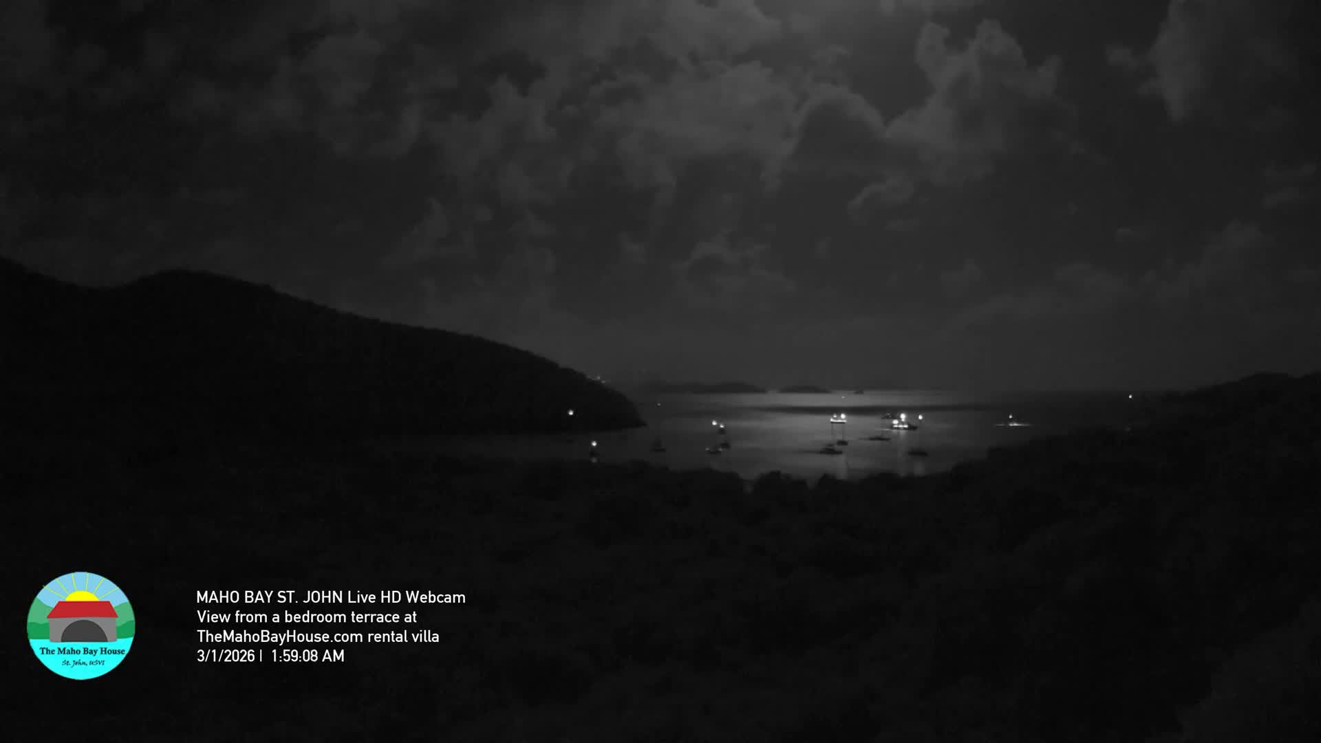 St. John, Maho Bay Skyline Live Cam - Central, St. John, United States Virgin Islands, USA