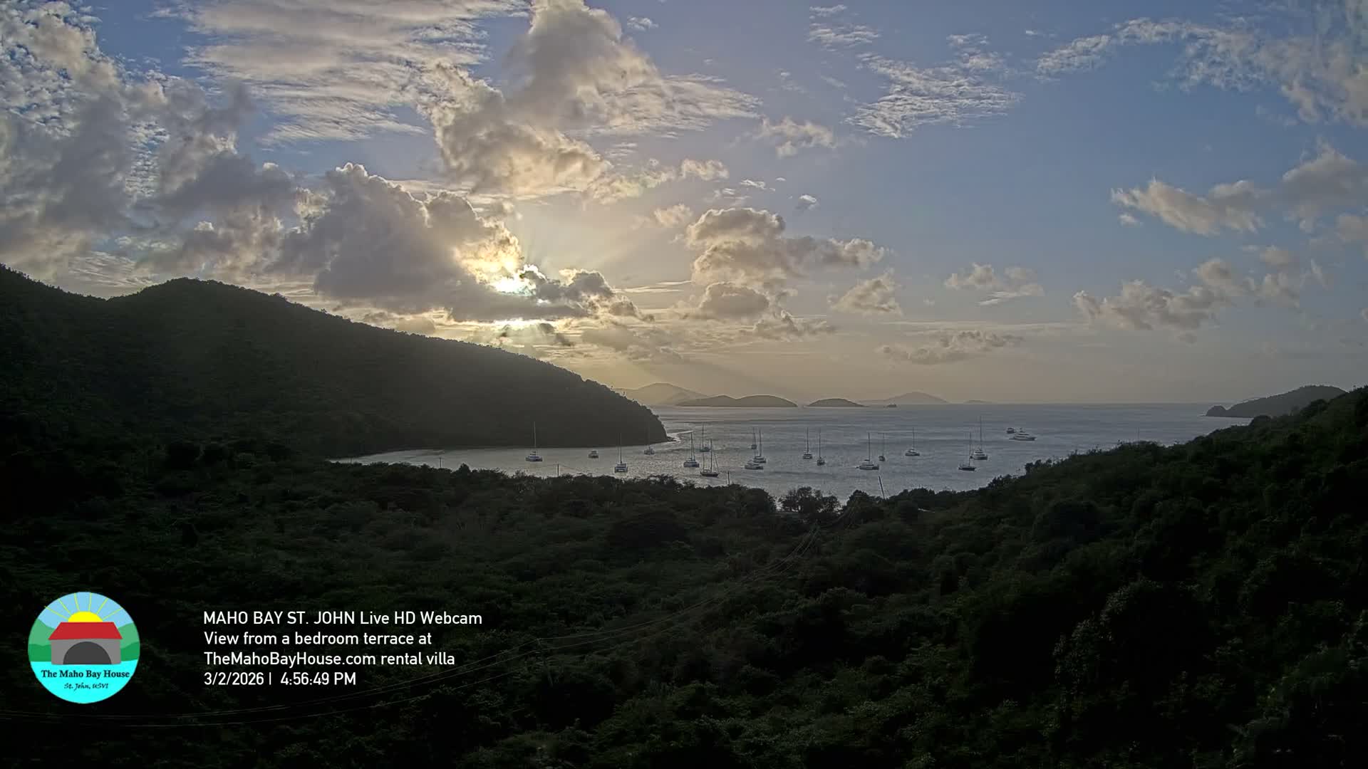 St. John, Maho Bay Skyline Live Cam - Central, St. John, United States Virgin Islands, USA