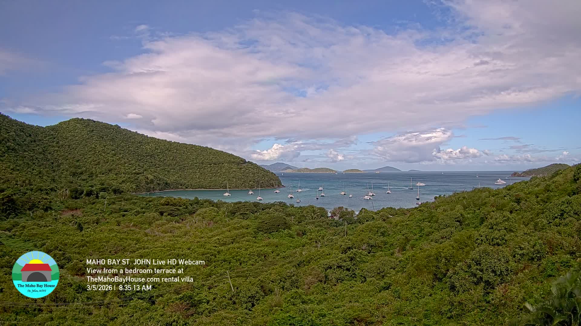 St. John, Maho Bay Skyline Live Cam - Central, St. John, United States Virgin Islands, USA