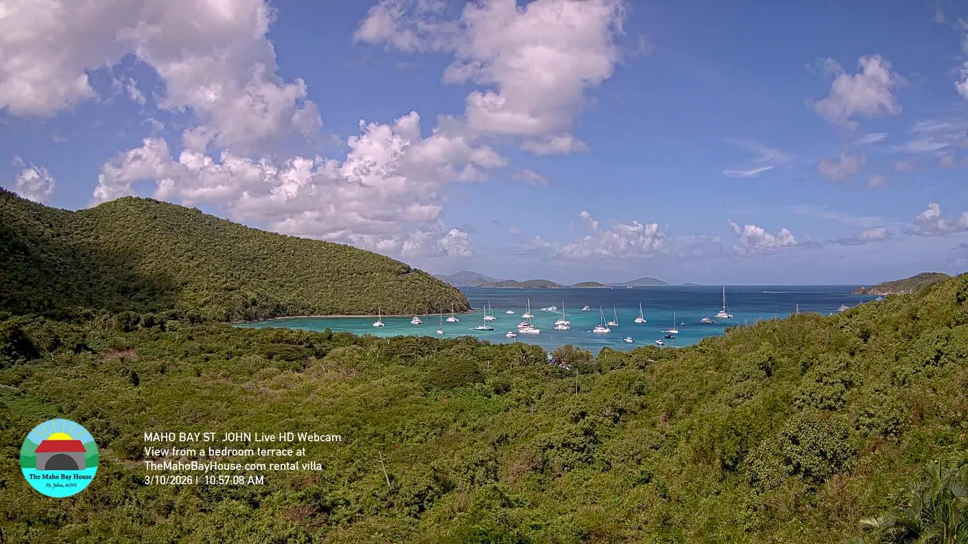 St. John, Maho Bay Skyline Live Cam - Central, St. John, United States Virgin Islands, USA