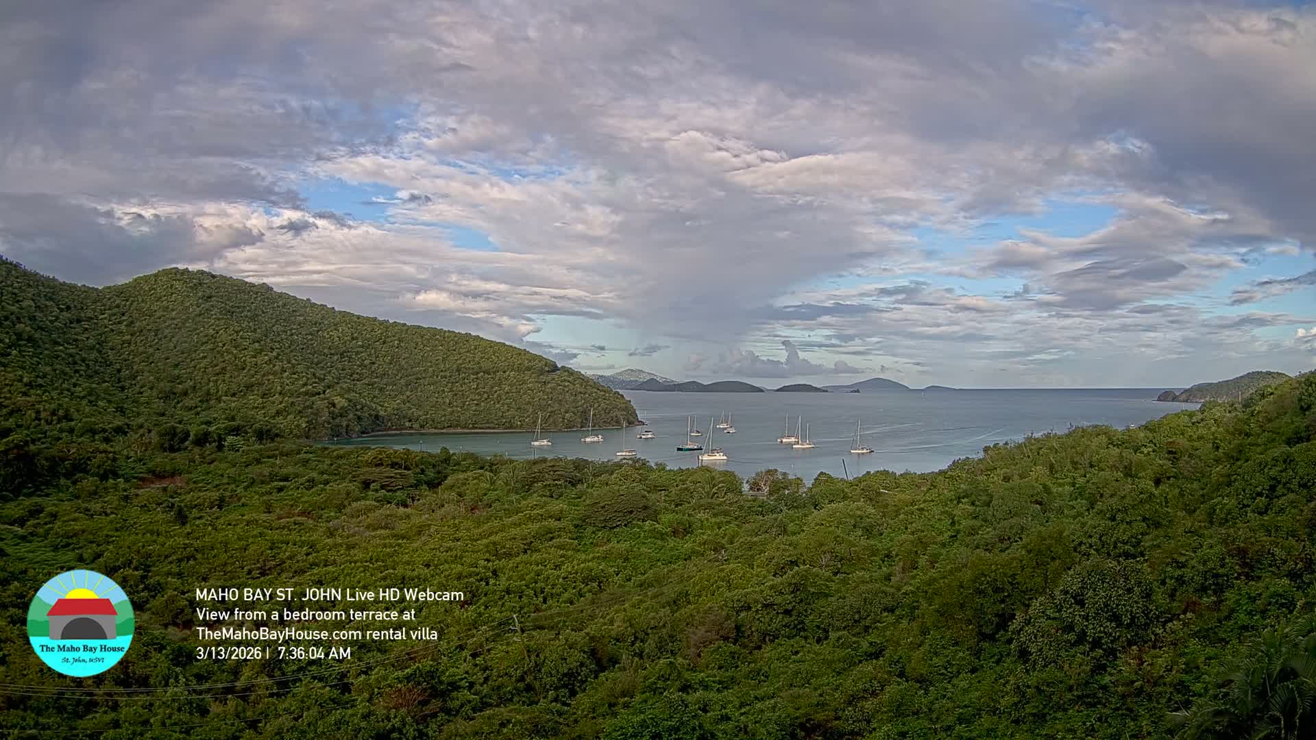 St. John, Maho Bay Skyline Live Cam - Central, St. John, United States Virgin Islands, USA