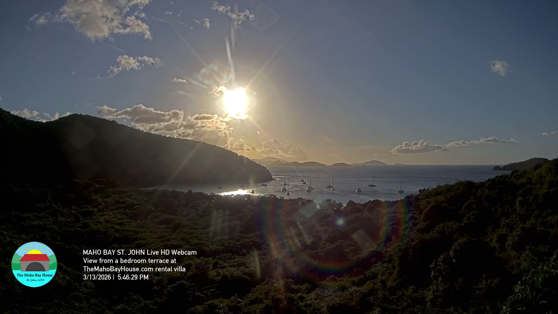 St. John, Maho Bay Skyline Live Cam - Central, St. John, United States Virgin Islands, USA