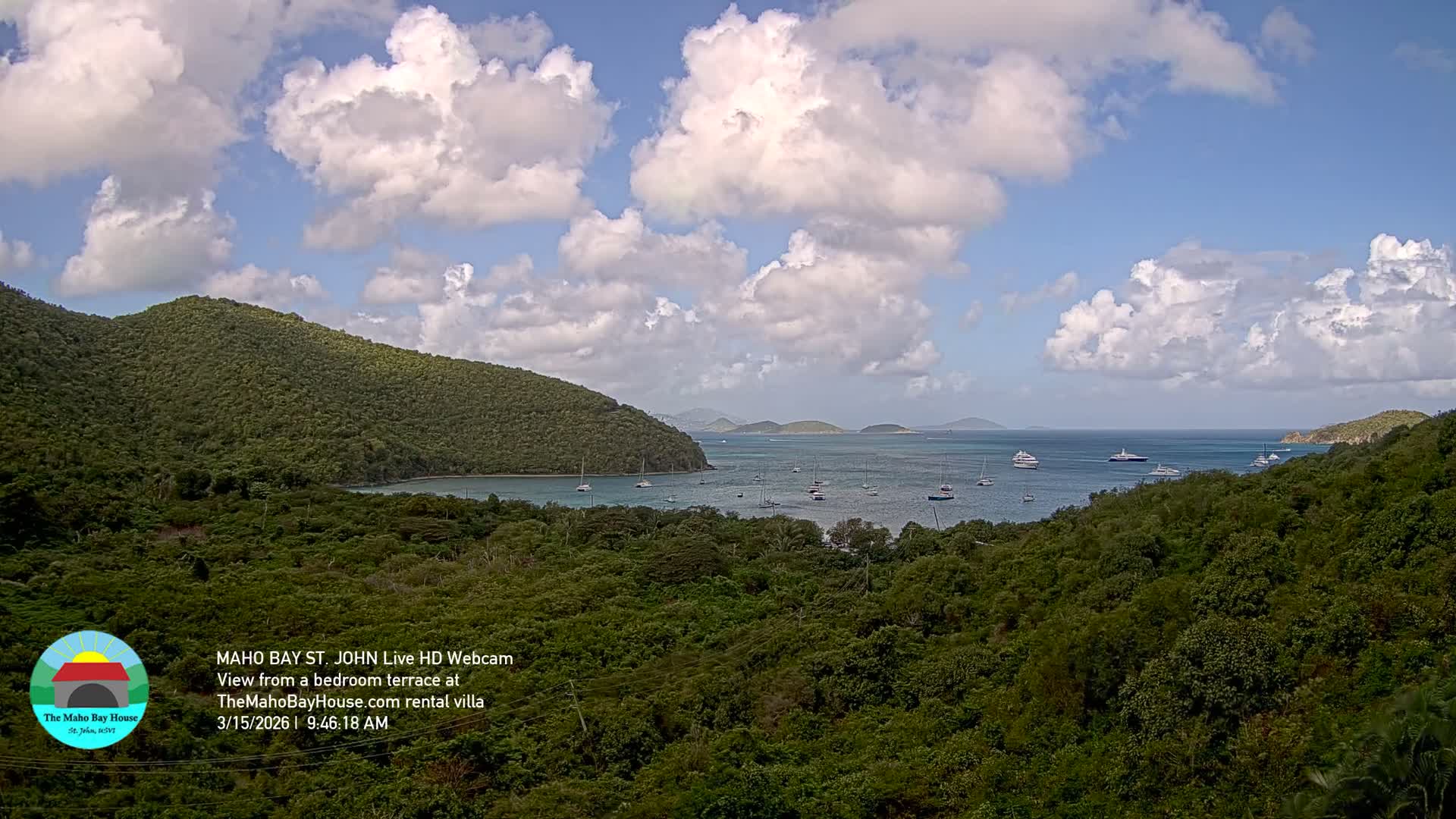 St. John, Maho Bay Skyline Live Cam - Central, St. John, United States Virgin Islands, USA