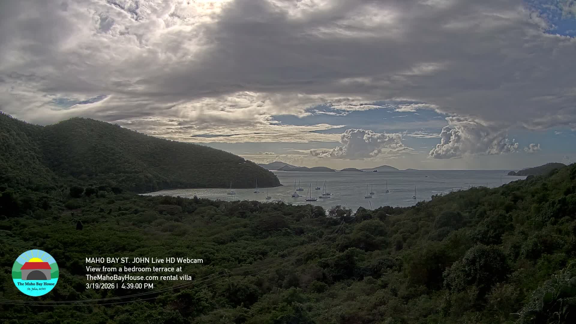 St. John, Maho Bay Skyline Live Cam - Central, St. John, United States Virgin Islands, USA
