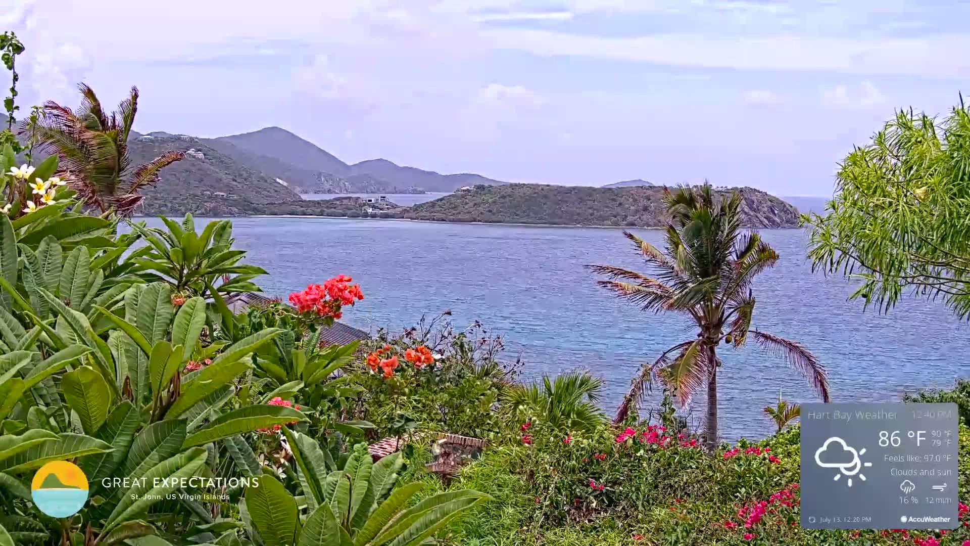 St. John, Hart & Rendezvous Bays Live Cam - Cruz Bay, St. John, United States Virgin Islands, USA