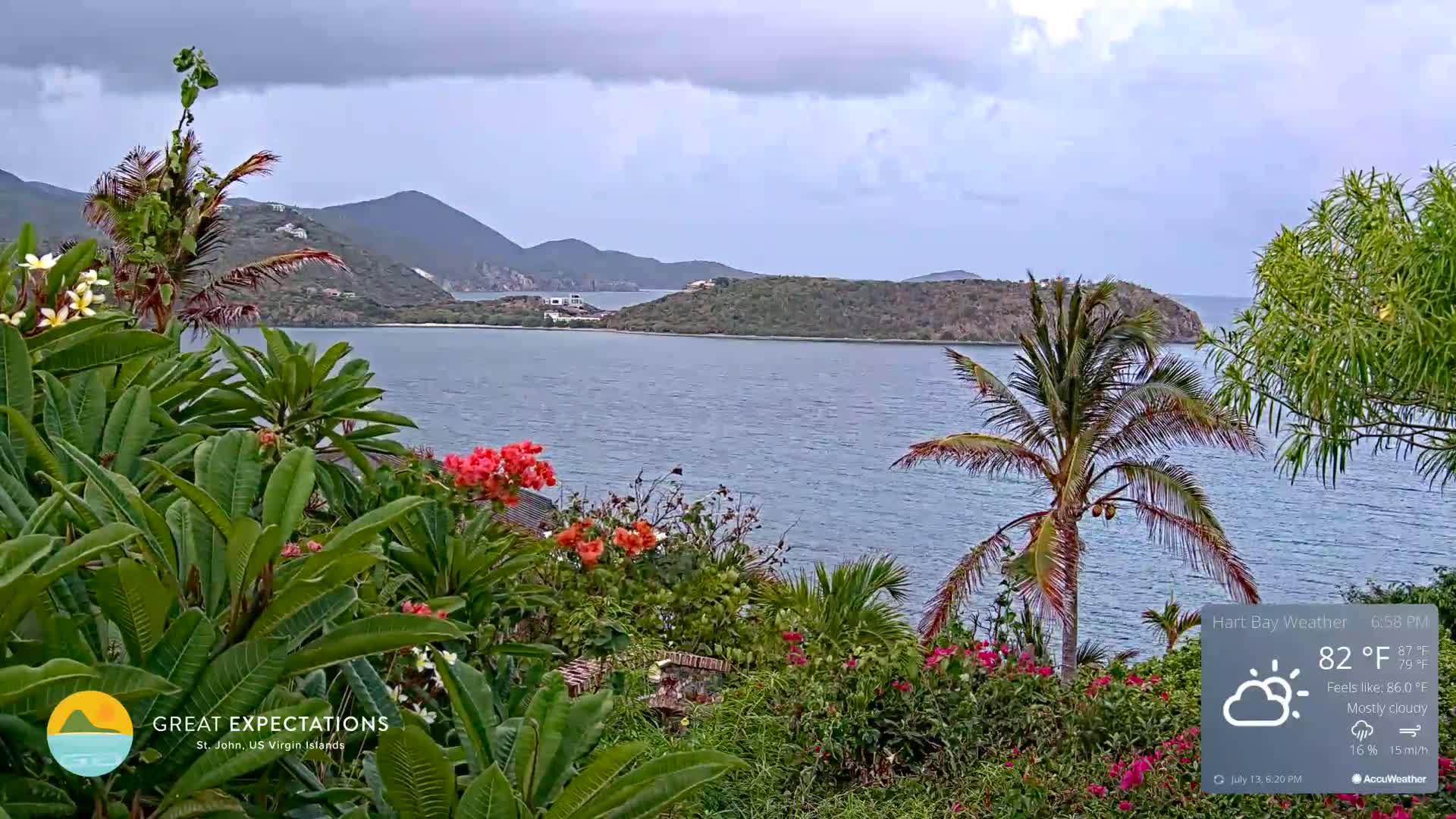 St. John, Hart & Rendezvous Bays Live Cam - Cruz Bay, St. John, United States Virgin Islands, USA