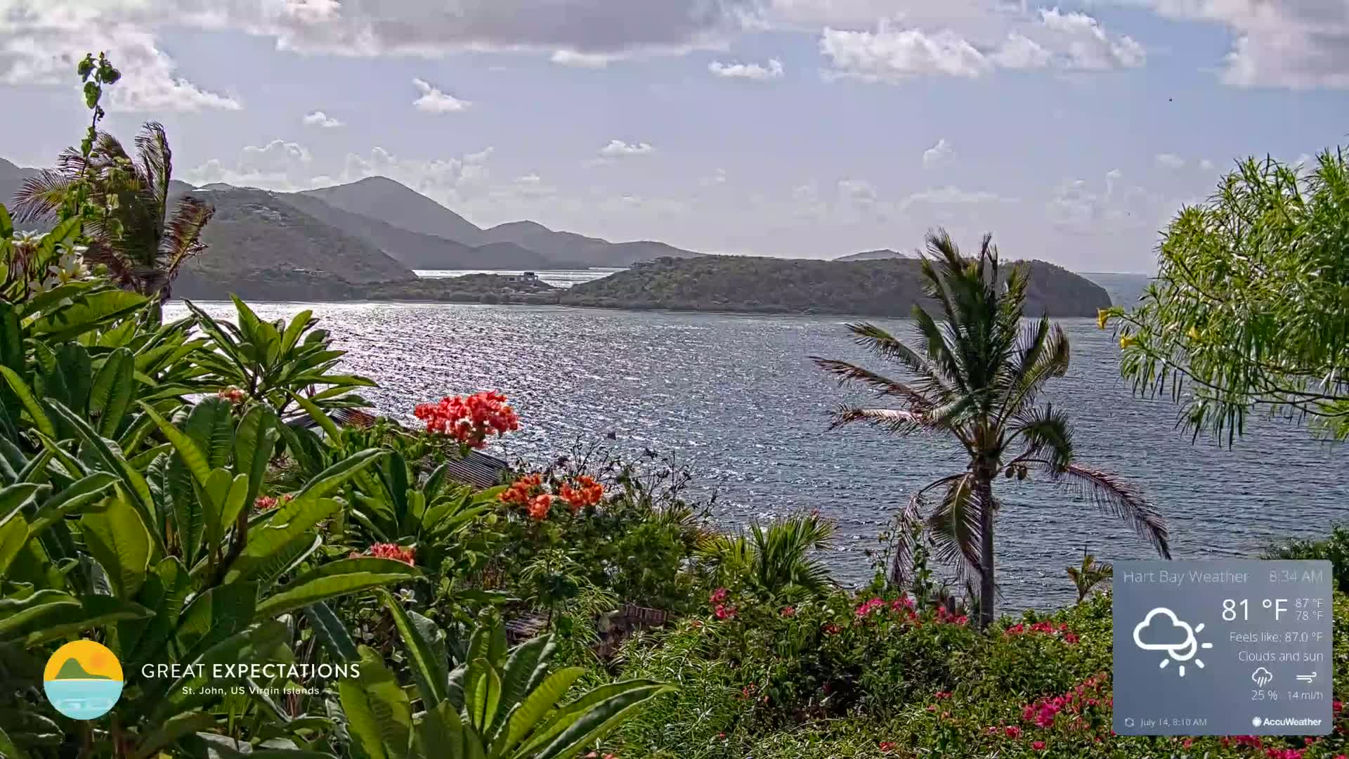 St. John, Hart & Rendezvous Bays Live Cam - Cruz Bay, St. John, United States Virgin Islands, USA