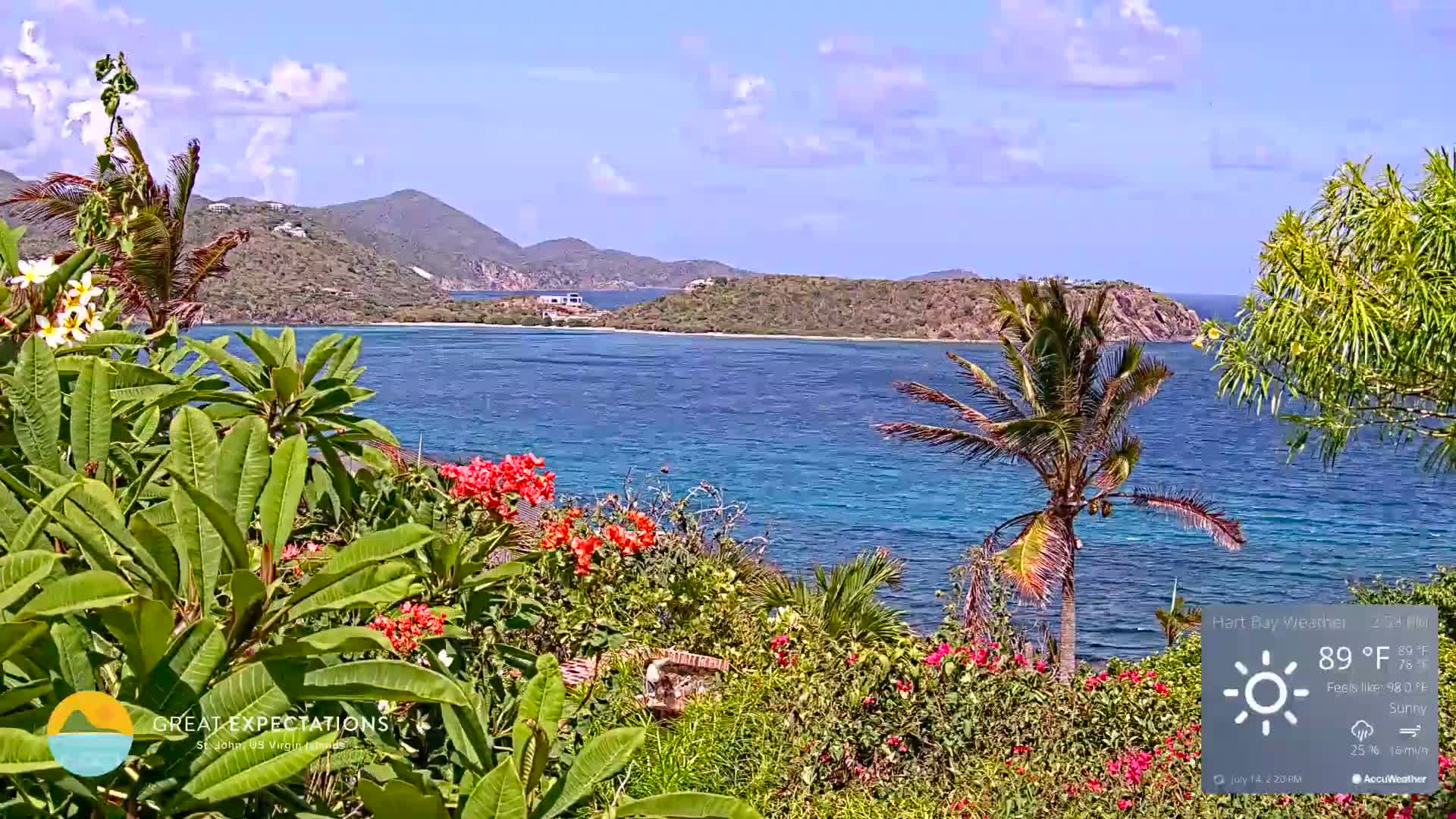 St. John, Hart & Rendezvous Bays Live Cam - Cruz Bay, St. John, United States Virgin Islands, USA