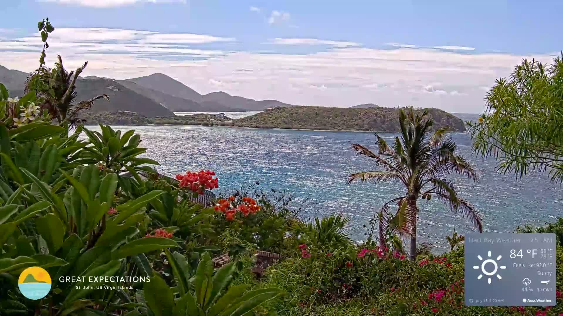 St. John, Hart & Rendezvous Bays Live Cam - Cruz Bay, St. John, United States Virgin Islands, USA