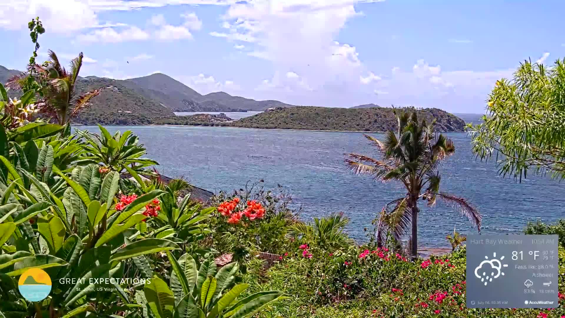 St. John, Hart & Rendezvous Bays Live Cam - Cruz Bay, St. John, United States Virgin Islands, USA