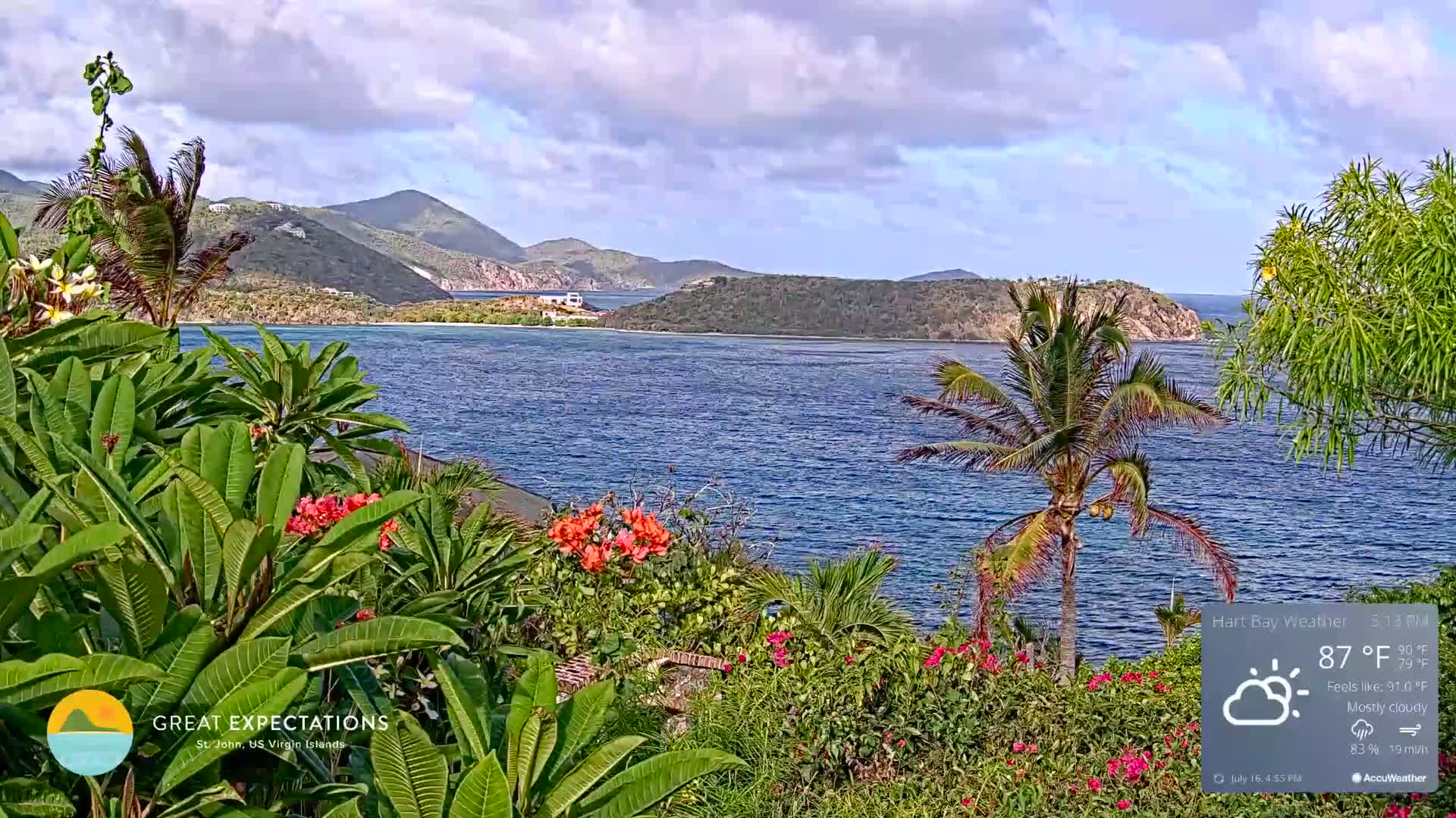 St. John, Hart & Rendezvous Bays Live Cam - Cruz Bay, St. John, United States Virgin Islands, USA
