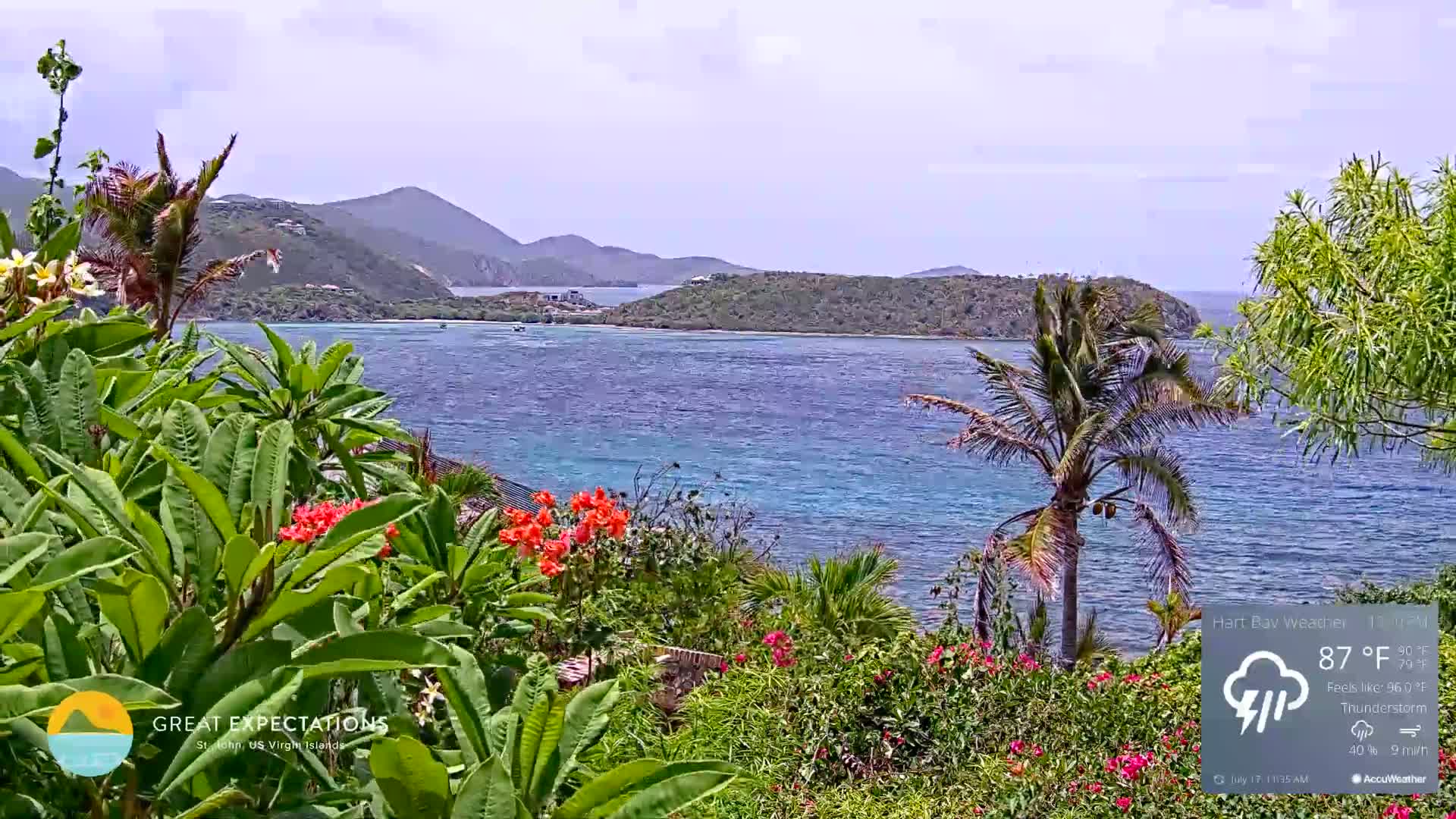 St. John, Hart & Rendezvous Bays Live Cam - Cruz Bay, St. John, United States Virgin Islands, USA