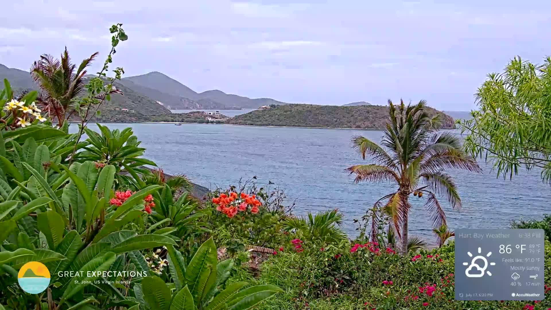 St. John, Hart & Rendezvous Bays Live Cam - Cruz Bay, St. John, United States Virgin Islands, USA