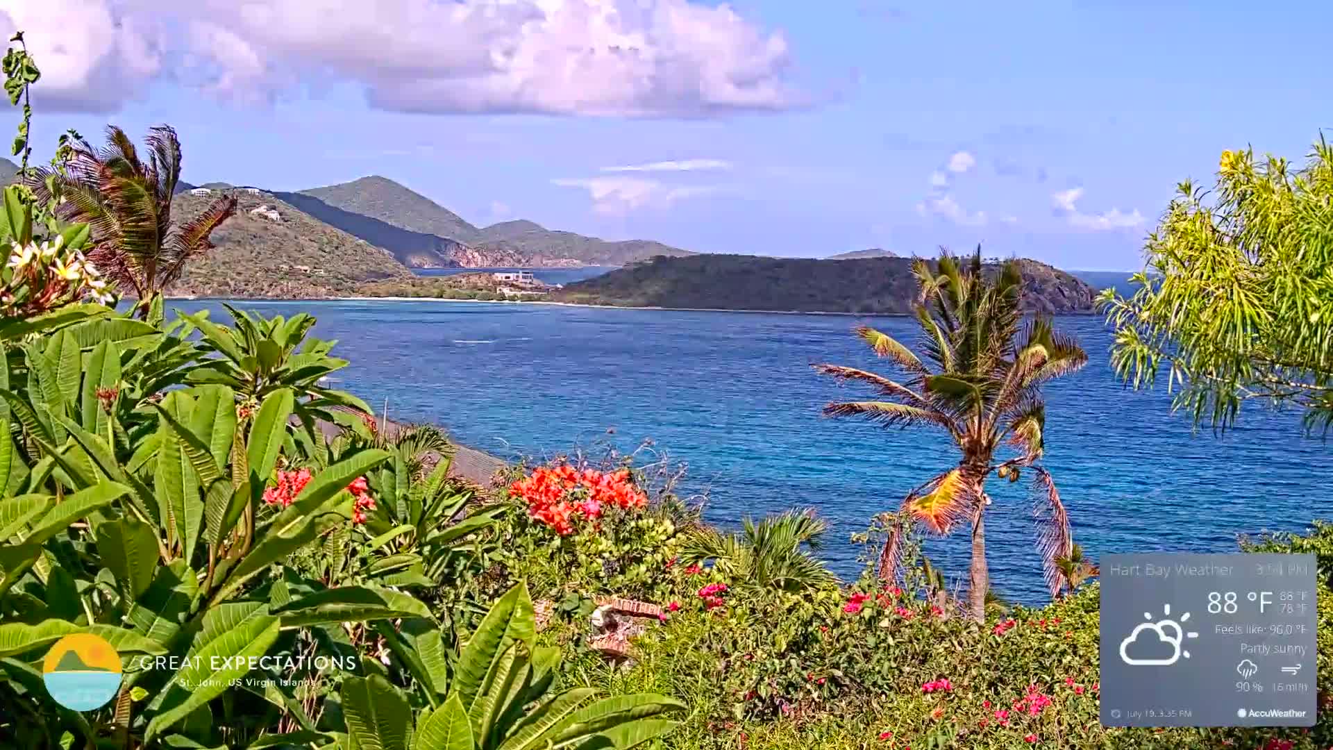 St. John, Hart & Rendezvous Bays Live Cam - Cruz Bay, St. John, United States Virgin Islands, USA