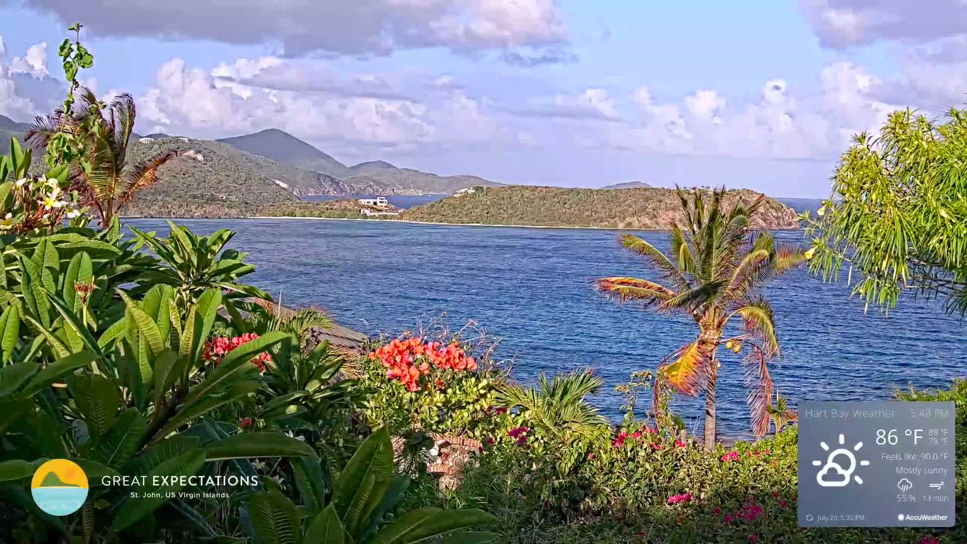 St. John, Hart & Rendezvous Bays Live Cam - Cruz Bay, St. John, United States Virgin Islands, USA