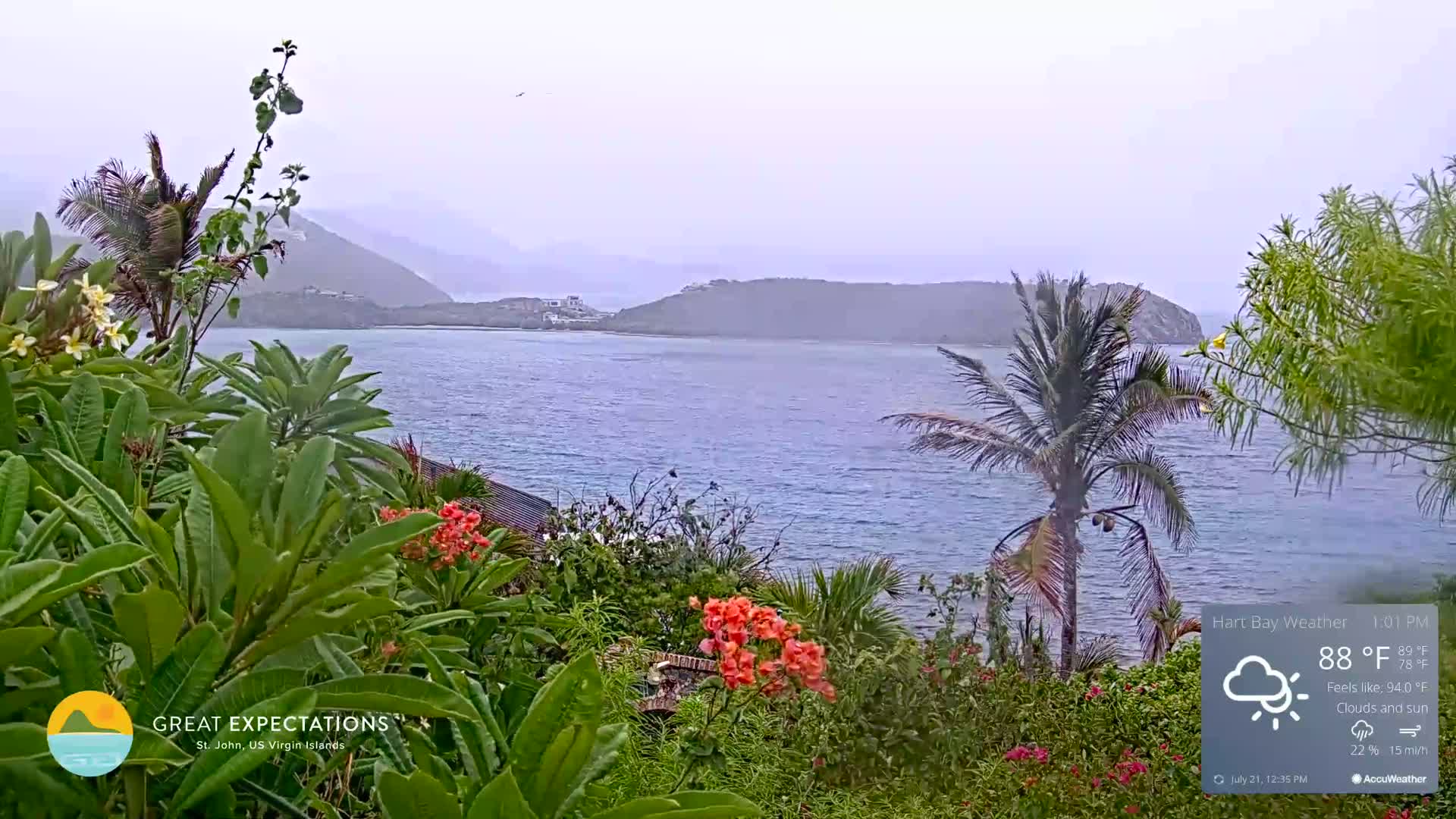 St. John, Hart & Rendezvous Bays Live Cam - Cruz Bay, St. John, United States Virgin Islands, USA