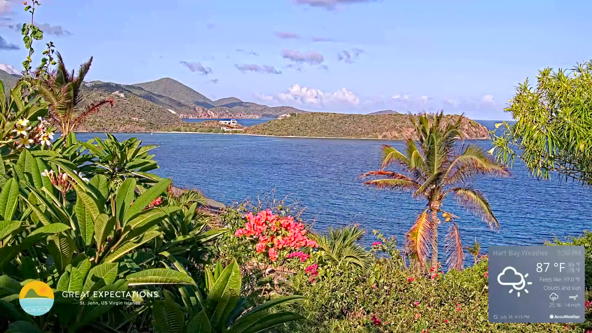 St. John, Hart & Rendezvous Bays Live Cam - Cruz Bay, St. John, United States Virgin Islands, USA