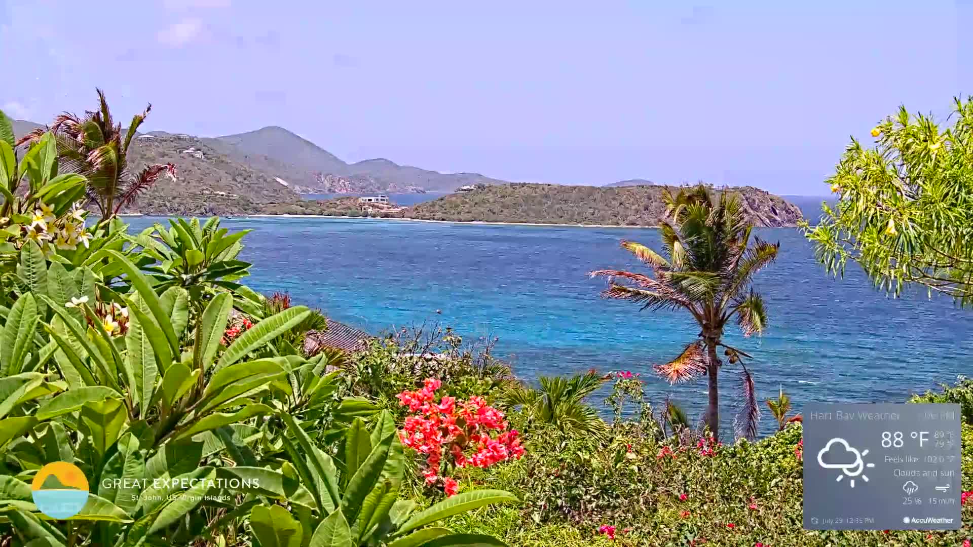 St. John, Hart & Rendezvous Bays Live Cam - Cruz Bay, St. John, United States Virgin Islands, USA