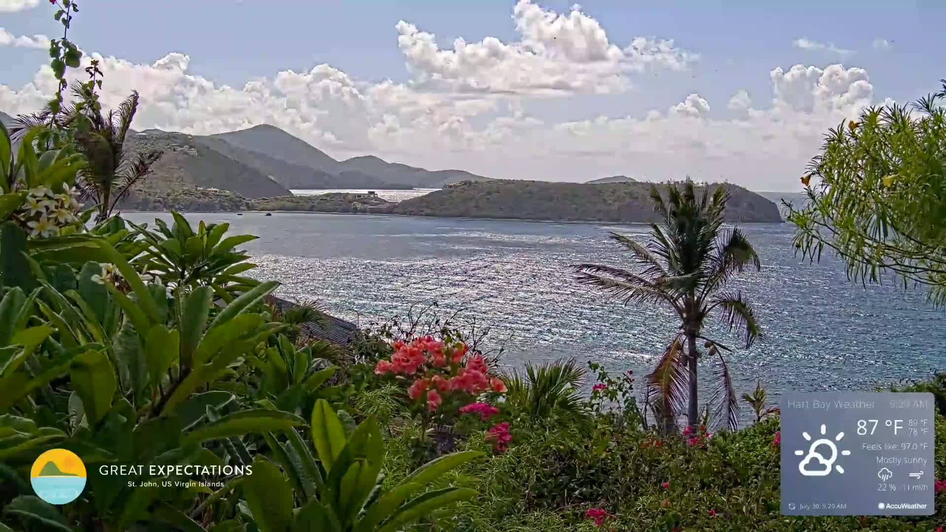 St. John, Hart & Rendezvous Bays Live Cam - Cruz Bay, St. John, United States Virgin Islands, USA