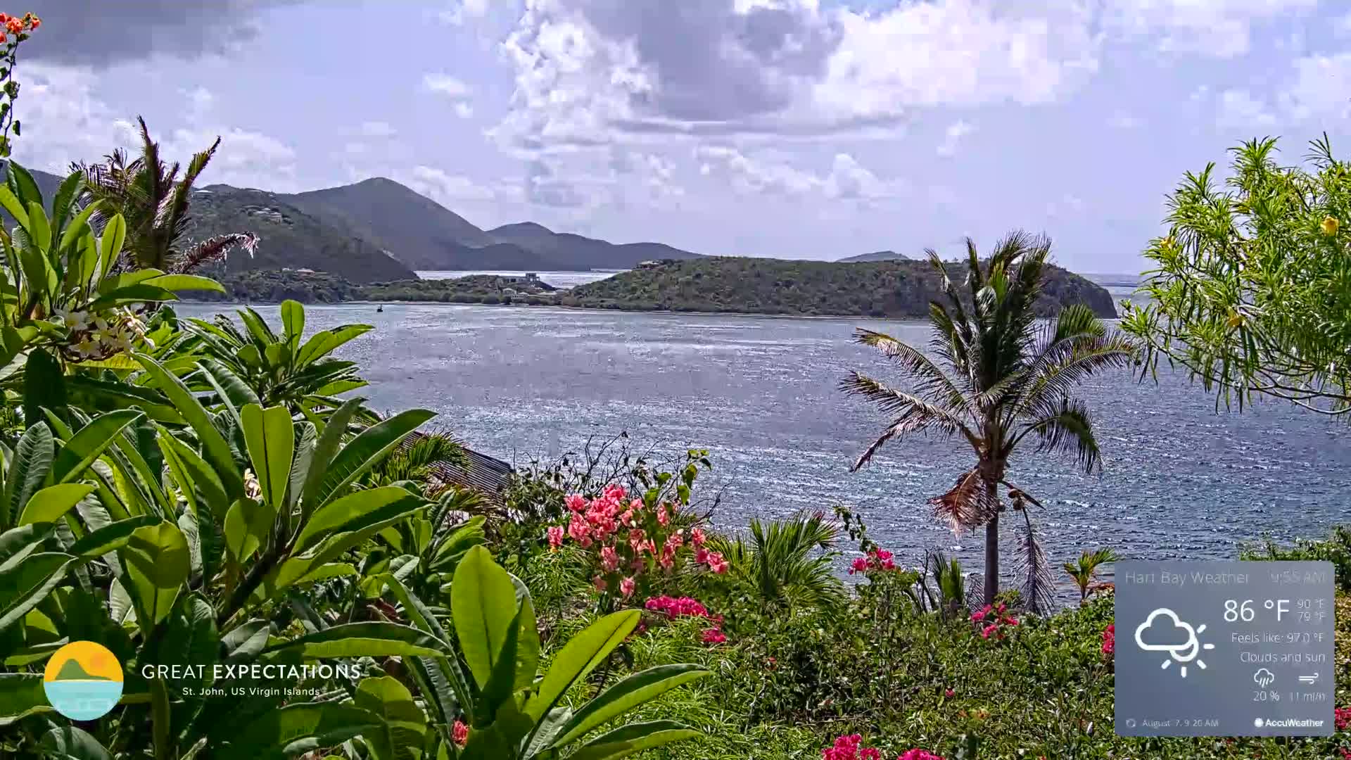 St. John, Hart & Rendezvous Bays Live Cam - Cruz Bay, St. John, United States Virgin Islands, USA