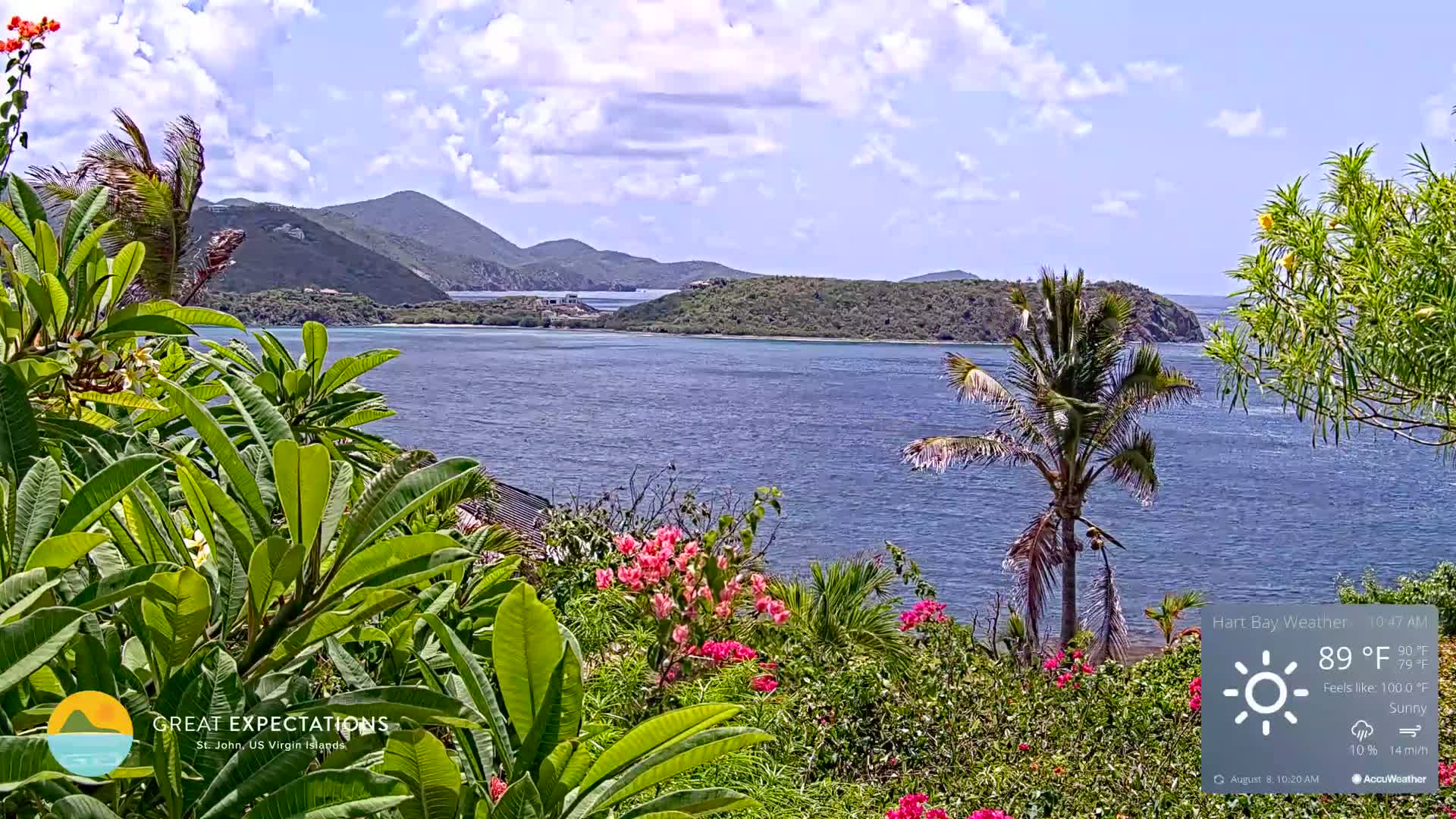 St. John, Hart & Rendezvous Bays Live Cam - Cruz Bay, St. John, United States Virgin Islands, USA