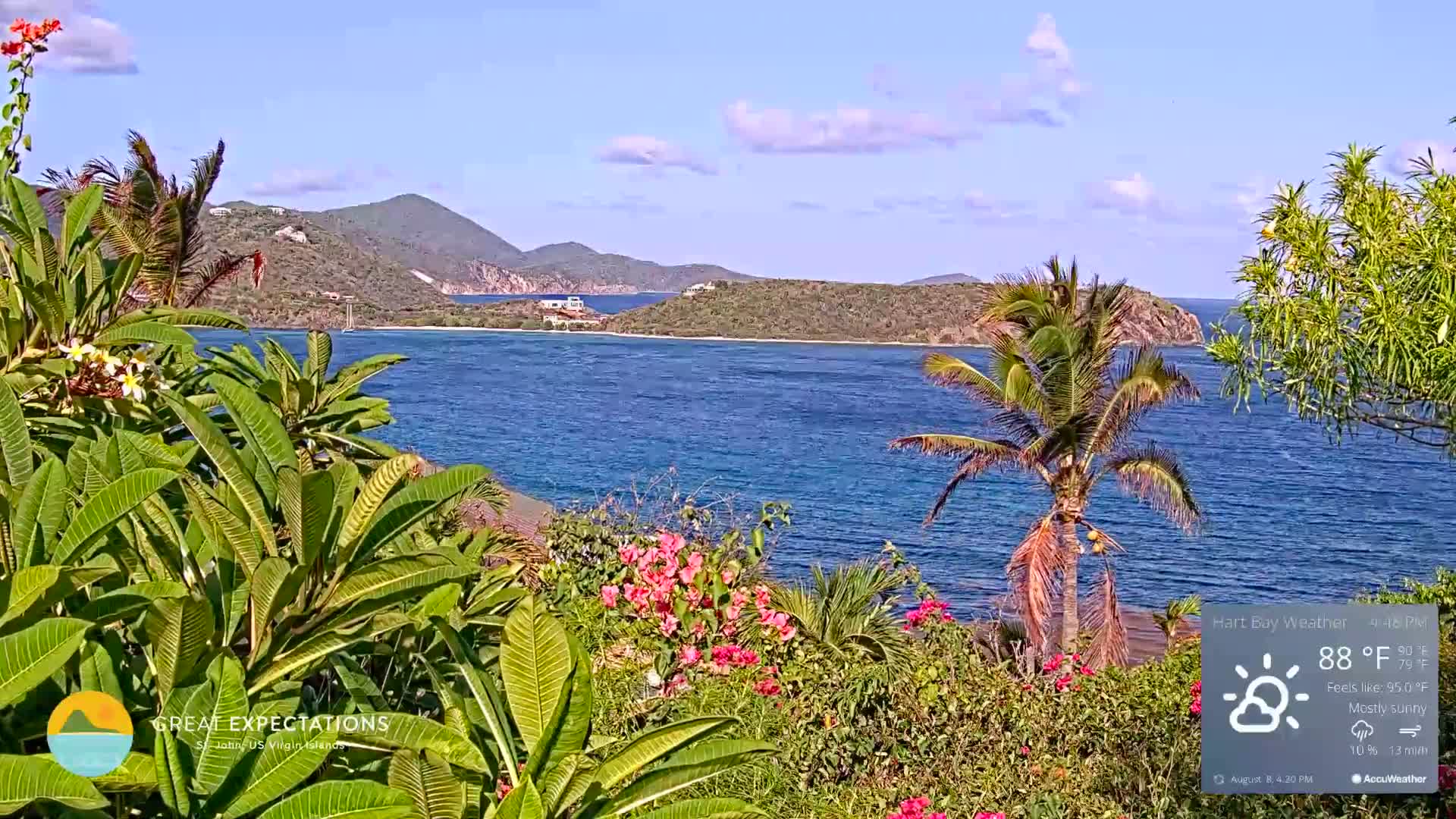 St. John, Hart & Rendezvous Bays Live Cam - Cruz Bay, St. John, United States Virgin Islands, USA