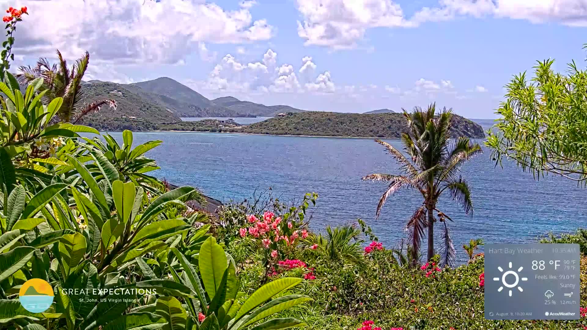 St. John, Hart & Rendezvous Bays Live Cam - Cruz Bay, St. John, United States Virgin Islands, USA