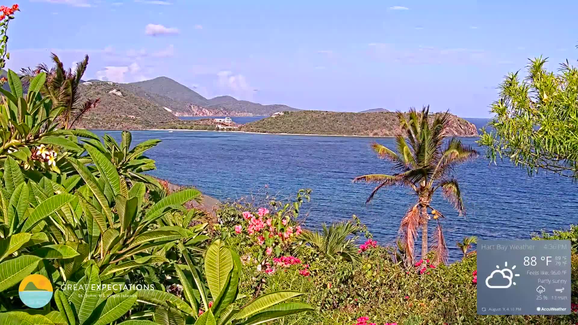 St. John, Hart & Rendezvous Bays Live Cam - Cruz Bay, St. John, United States Virgin Islands, USA