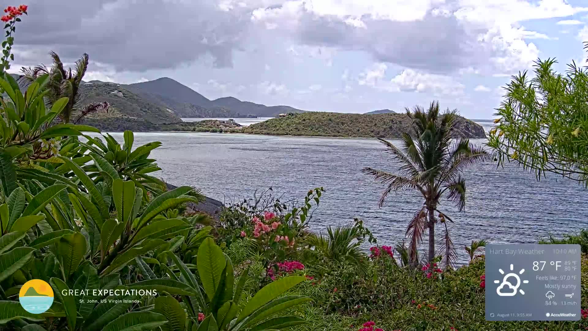 St. John, Hart & Rendezvous Bays Live Cam - Cruz Bay, St. John, United States Virgin Islands, USA