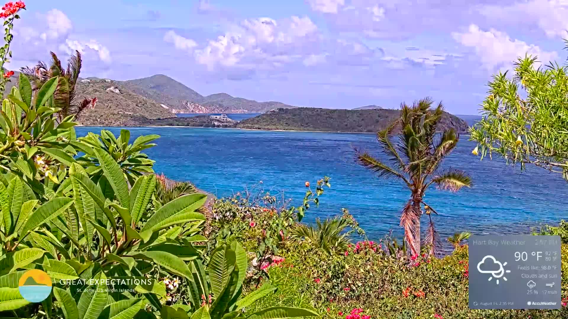 St. John, Hart & Rendezvous Bays Live Cam - Cruz Bay, St. John, United States Virgin Islands, USA