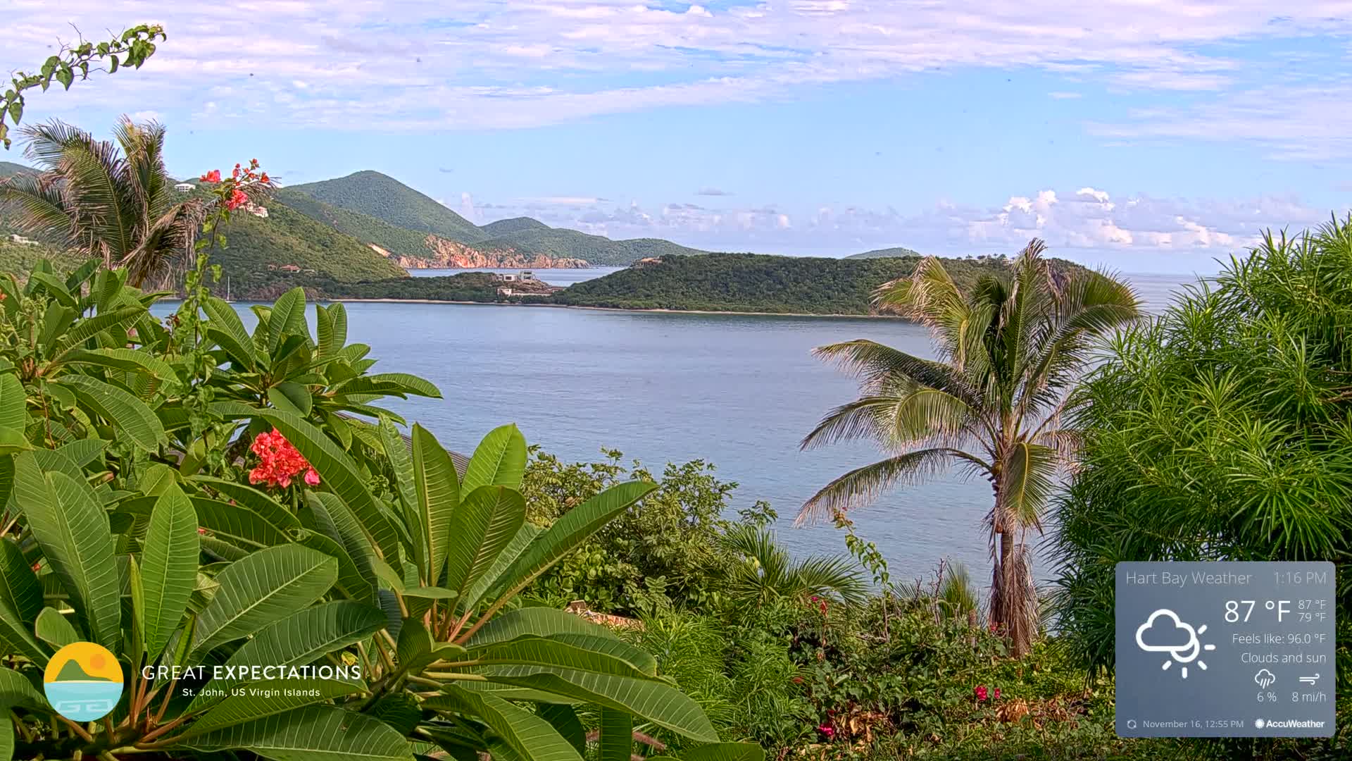 St. John, Hart & Rendezvous Bays Live Cam - Cruz Bay, St. John, United States Virgin Islands, USA