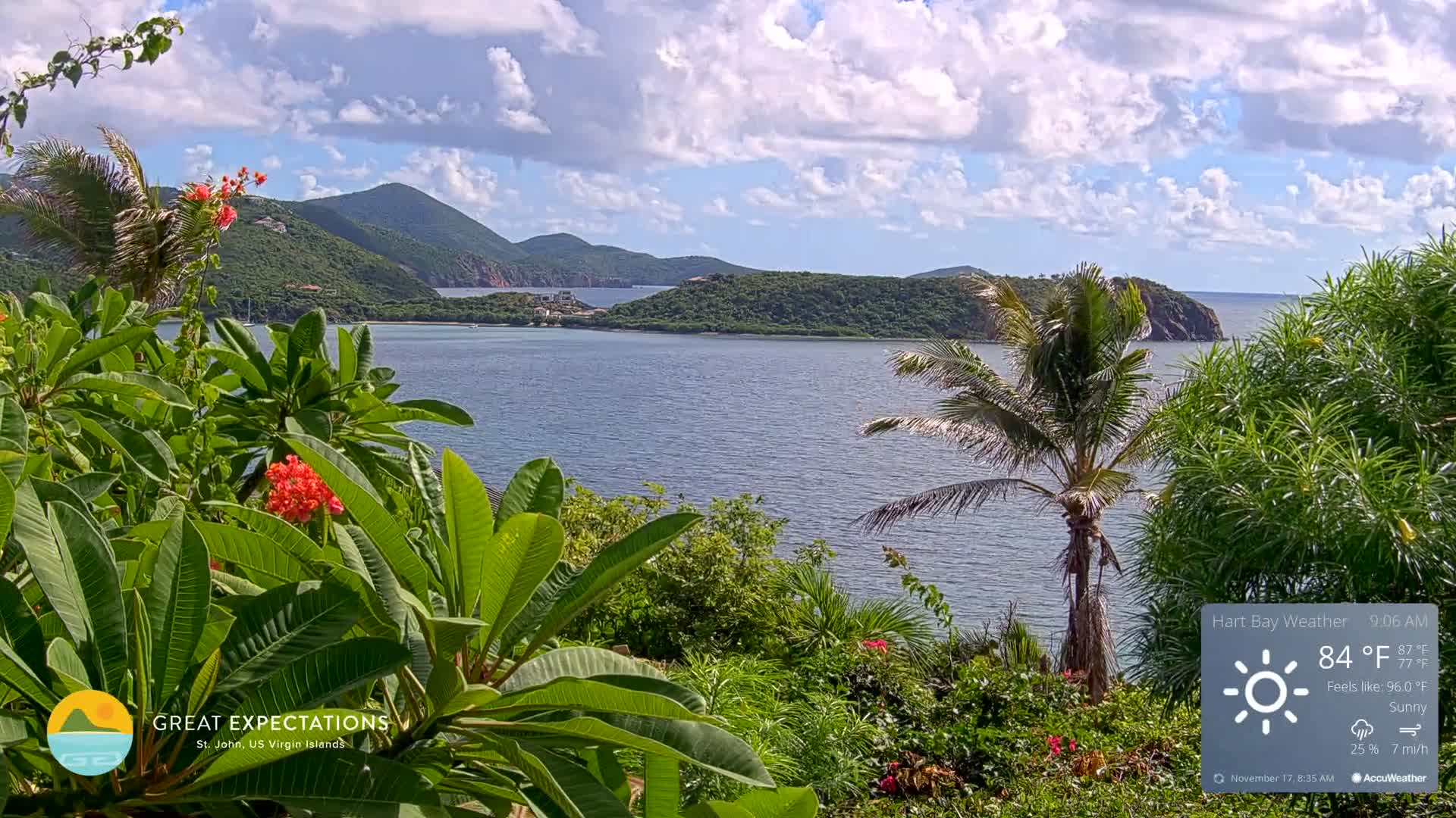 St. John, Hart & Rendezvous Bays Live Cam - Cruz Bay, St. John, United States Virgin Islands, USA
