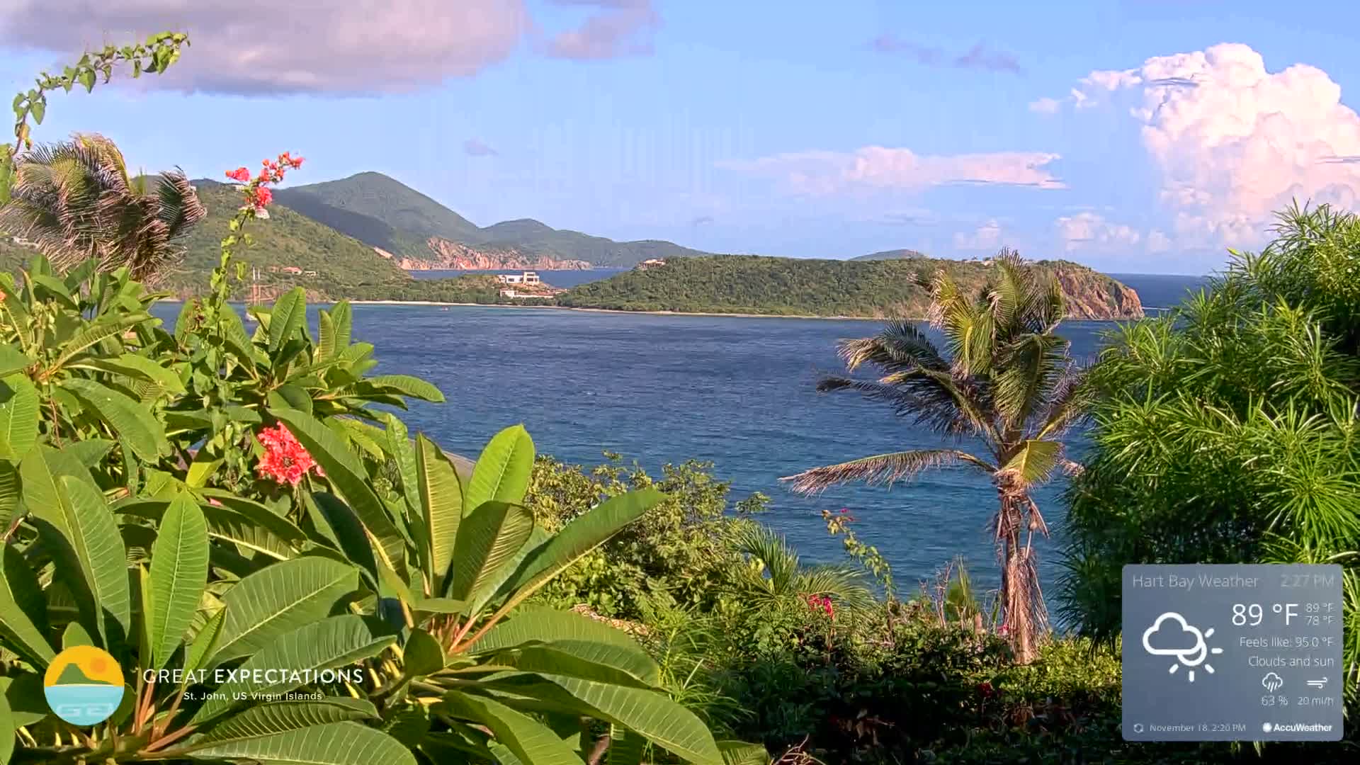 St. John, Hart & Rendezvous Bays Live Cam - Cruz Bay, St. John, United States Virgin Islands, USA
