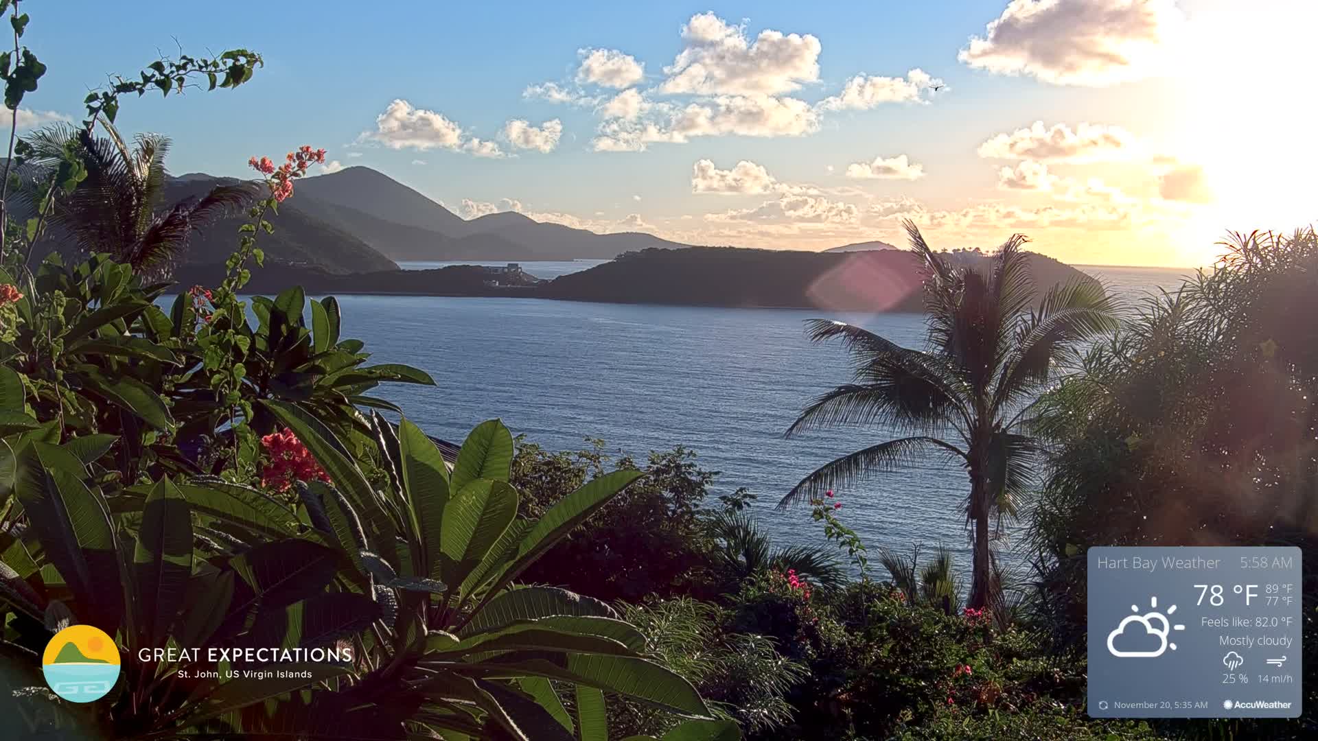 St. John, Hart & Rendezvous Bays Live Cam - Cruz Bay, St. John, United States Virgin Islands, USA