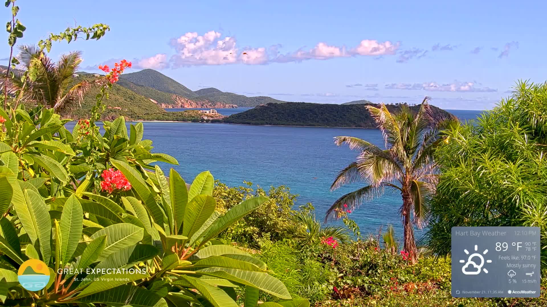 St. John, Hart & Rendezvous Bays Live Cam - Cruz Bay, St. John, United States Virgin Islands, USA