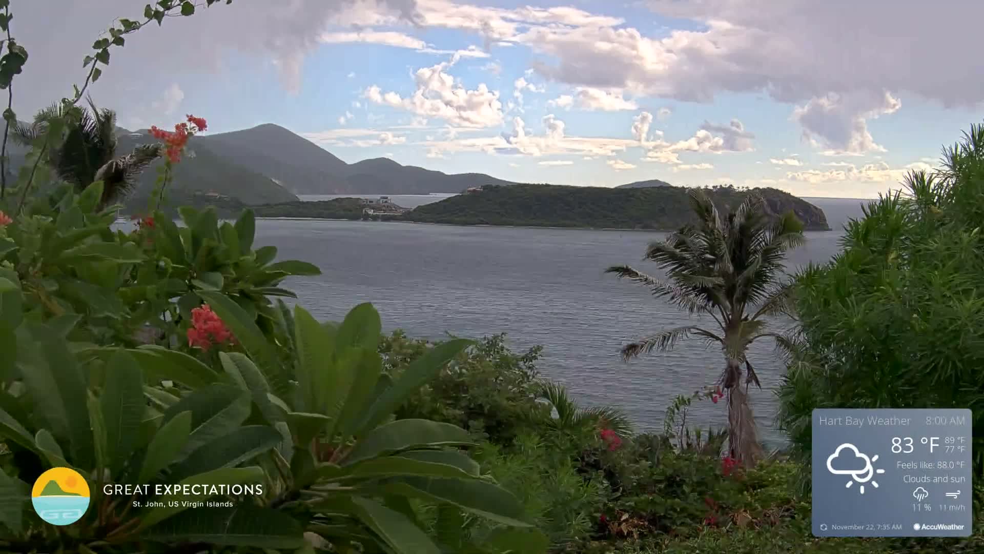 St. John, Hart & Rendezvous Bays Live Cam - Cruz Bay, St. John, United States Virgin Islands, USA