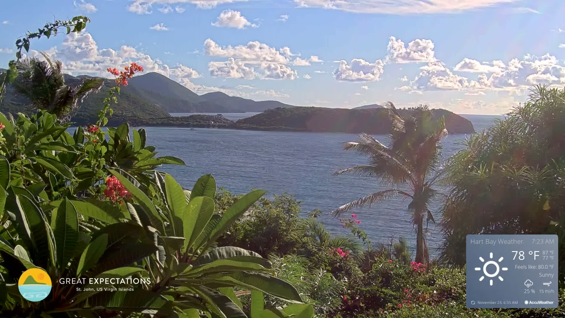 St. John, Hart & Rendezvous Bays Live Cam - Cruz Bay, St. John, United States Virgin Islands, USA