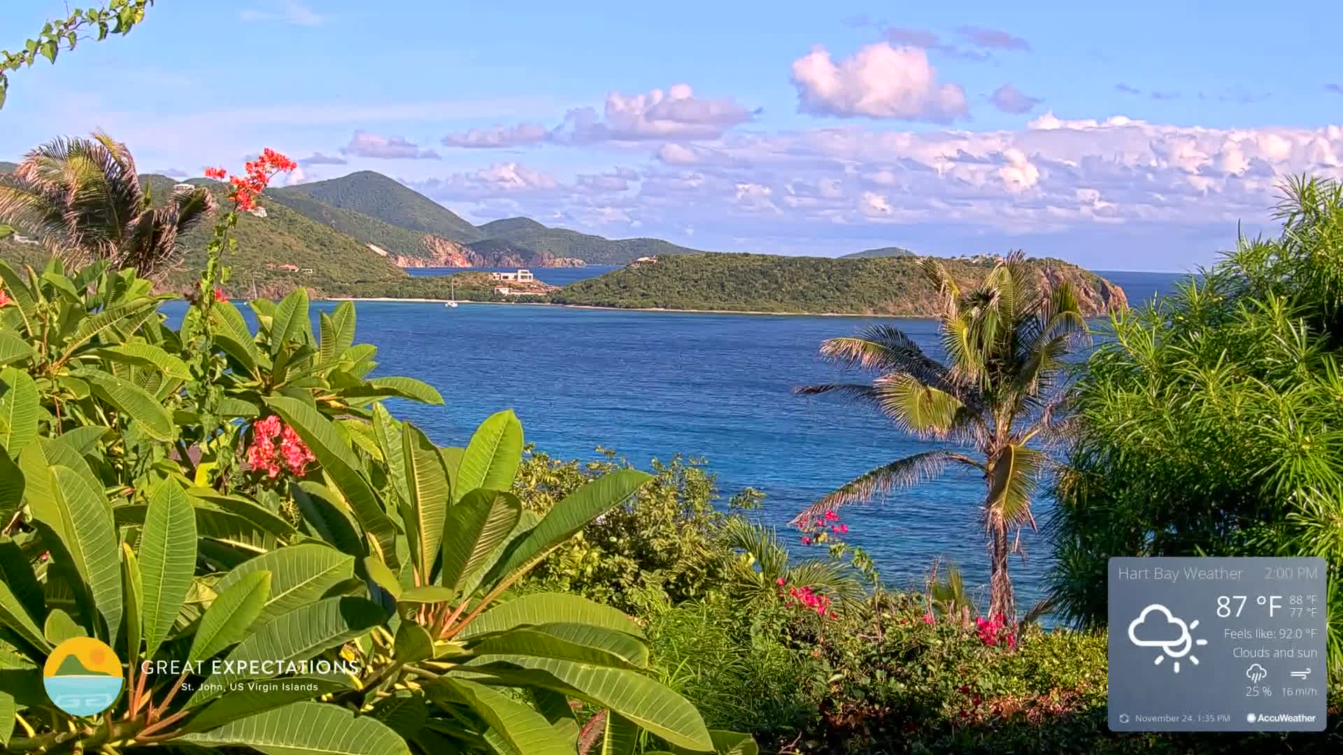 St. John, Hart & Rendezvous Bays Live Cam - Cruz Bay, St. John, United States Virgin Islands, USA