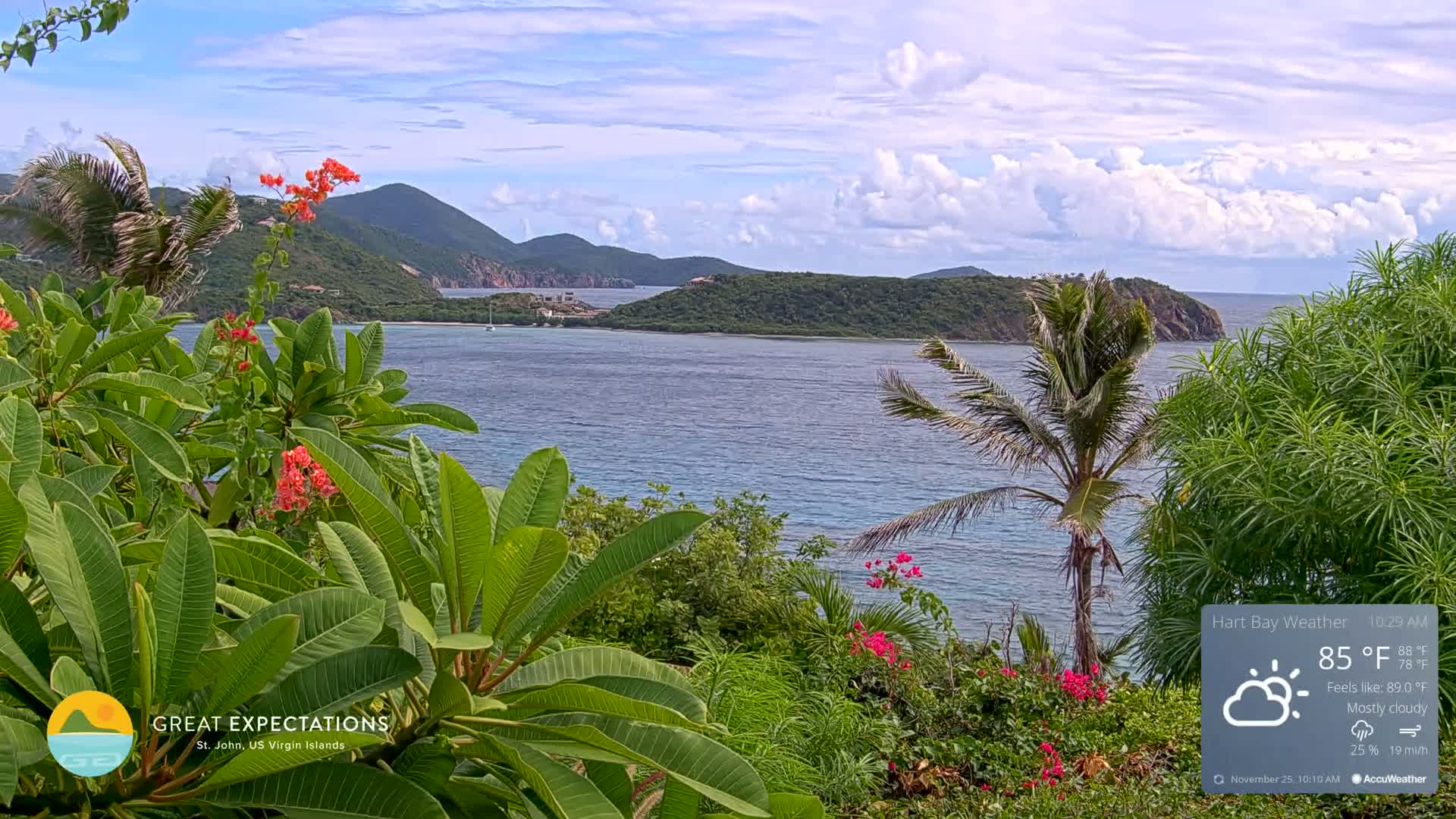 St. John, Hart & Rendezvous Bays Live Cam - Cruz Bay, St. John, United States Virgin Islands, USA