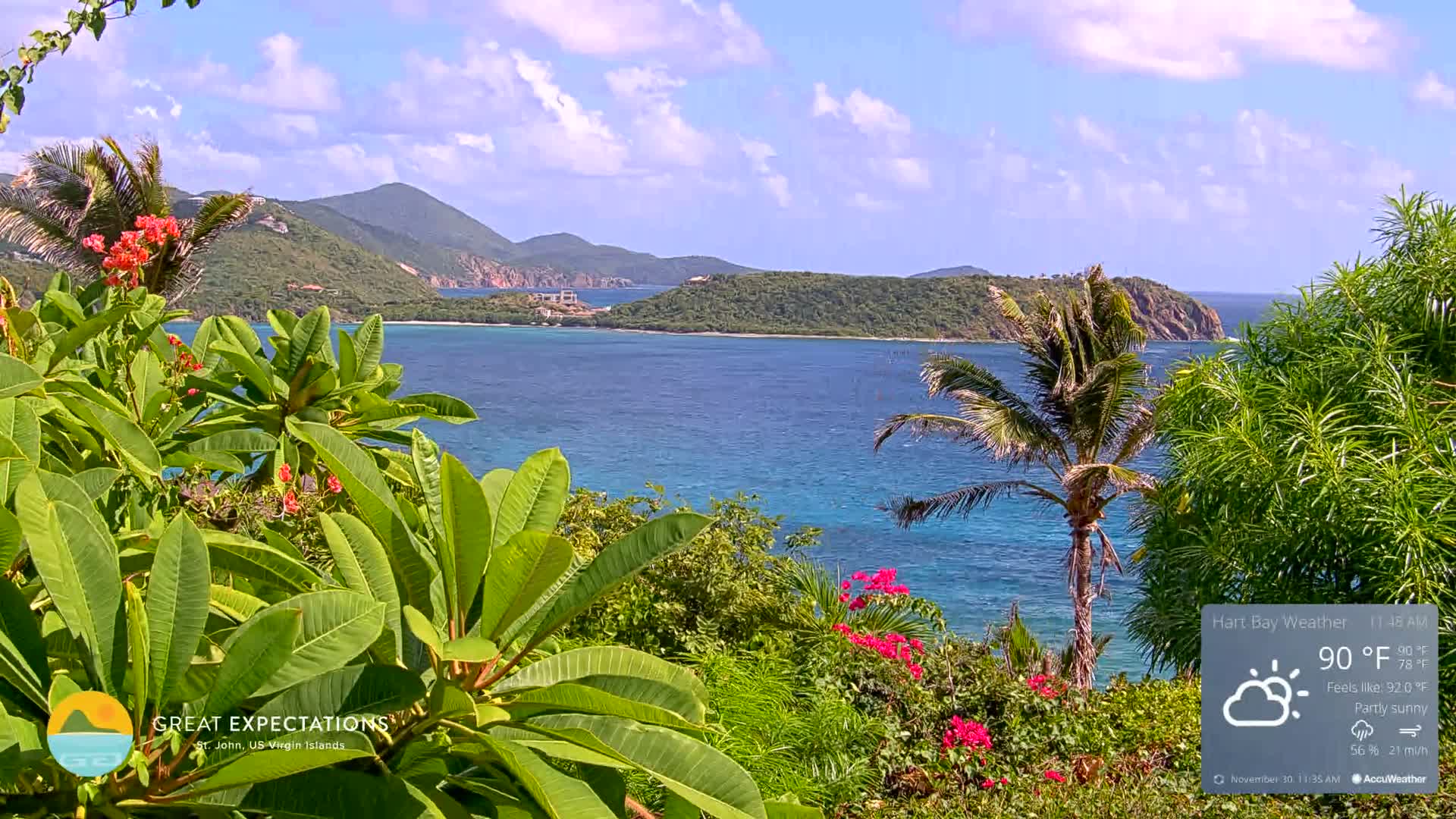 St. John, Hart & Rendezvous Bays Live Cam - Cruz Bay, St. John, United States Virgin Islands, USA