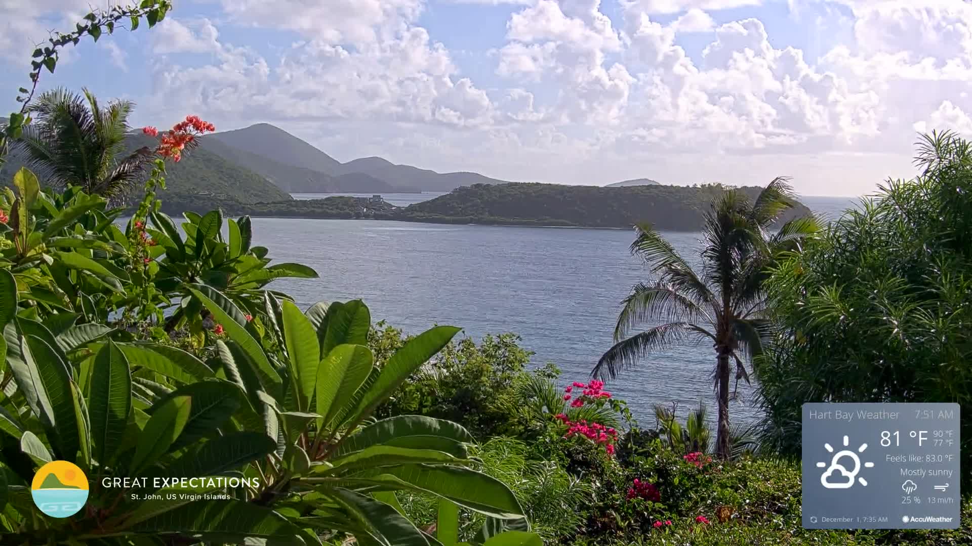 St. John, Hart & Rendezvous Bays Live Cam - Cruz Bay, St. John, United States Virgin Islands, USA