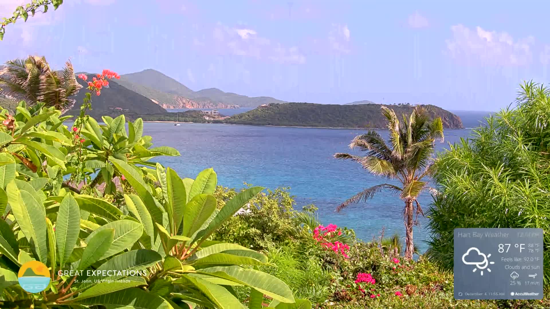St. John, Hart & Rendezvous Bays Live Cam - Cruz Bay, St. John, United States Virgin Islands, USA