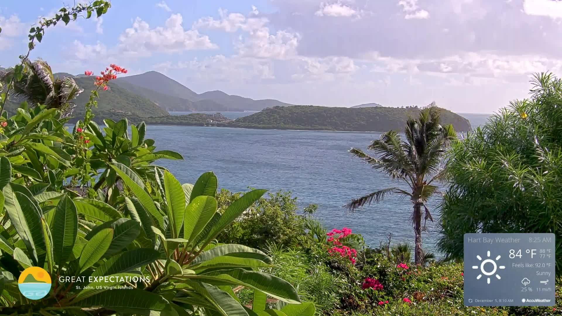 St. John, Hart & Rendezvous Bays Live Cam - Cruz Bay, St. John, United States Virgin Islands, USA
