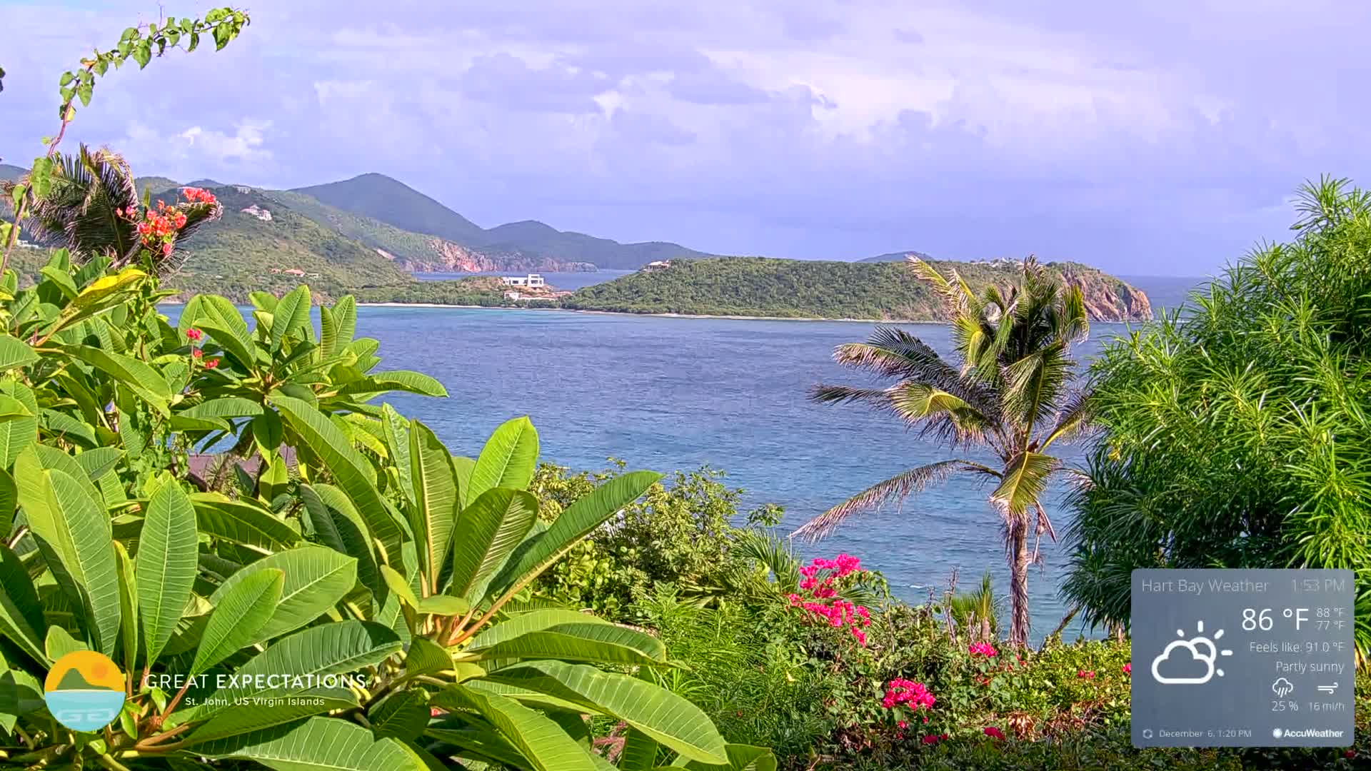 St. John, Hart & Rendezvous Bays Live Cam - Cruz Bay, St. John, United States Virgin Islands, USA