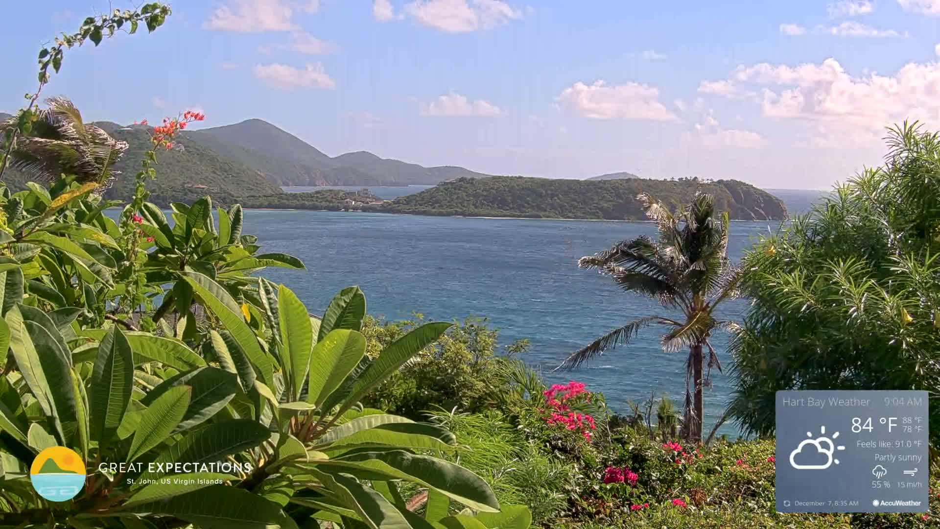 St. John, Hart & Rendezvous Bays Live Cam - Cruz Bay, St. John, United States Virgin Islands, USA