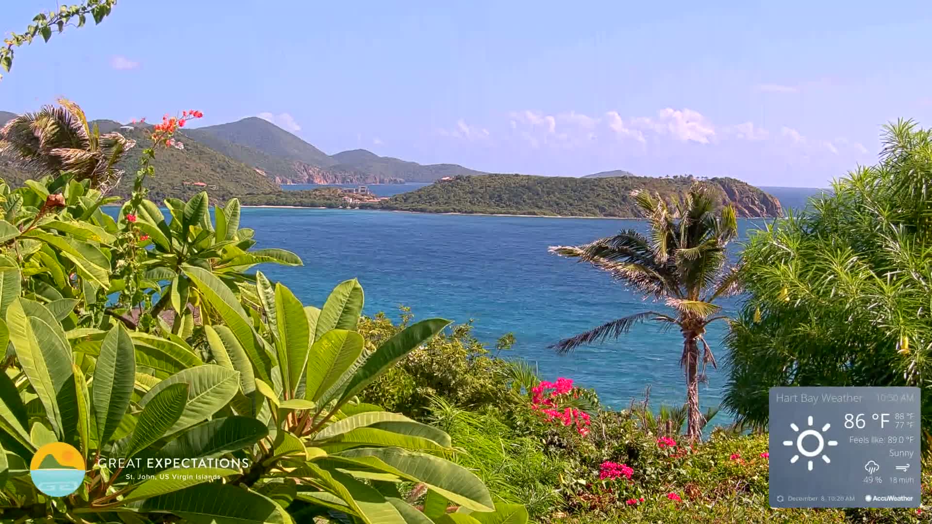 St. John, Hart & Rendezvous Bays Live Cam - Cruz Bay, St. John, United States Virgin Islands, USA