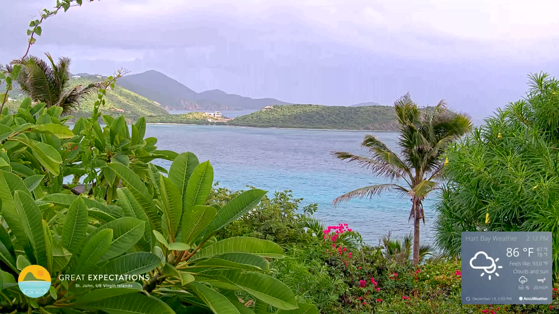 St. John, Hart & Rendezvous Bays Live Cam - Cruz Bay, St. John, United States Virgin Islands, USA