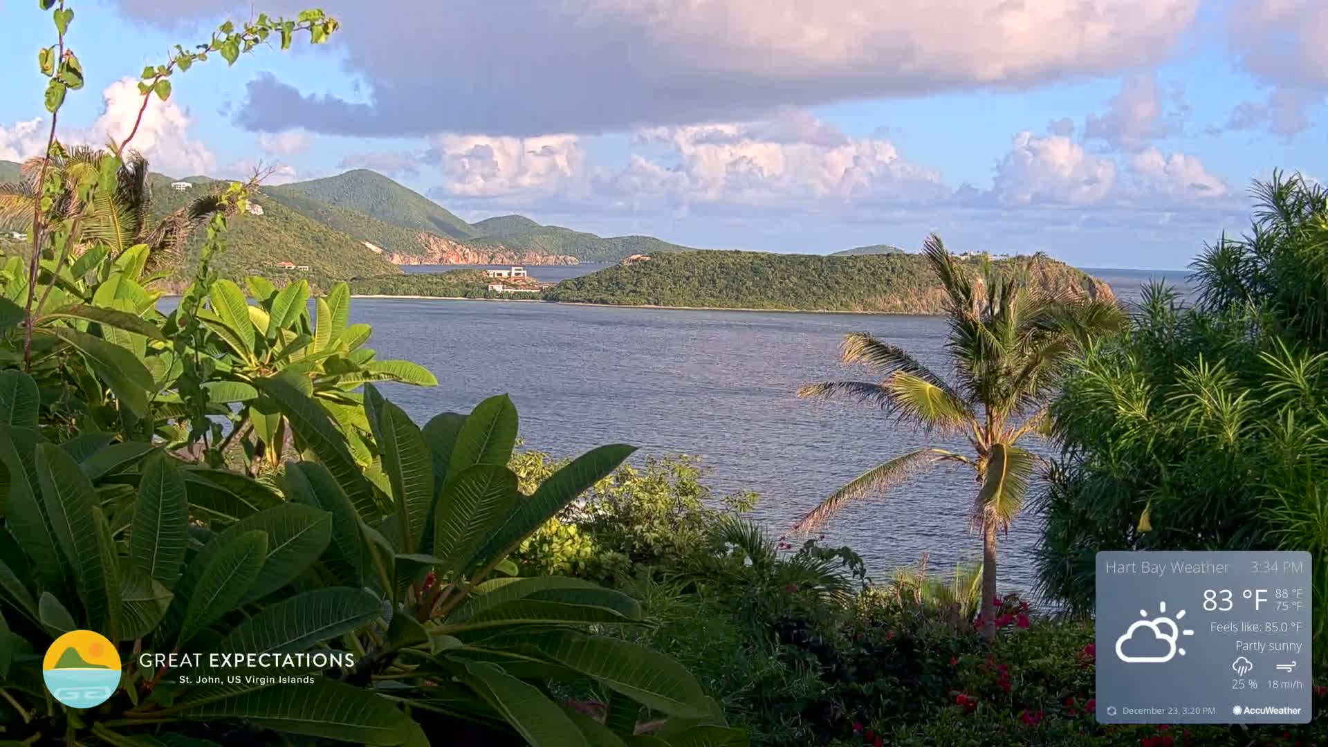 St. John, Hart & Rendezvous Bays Live Cam - Cruz Bay, St. John, United States Virgin Islands, USA