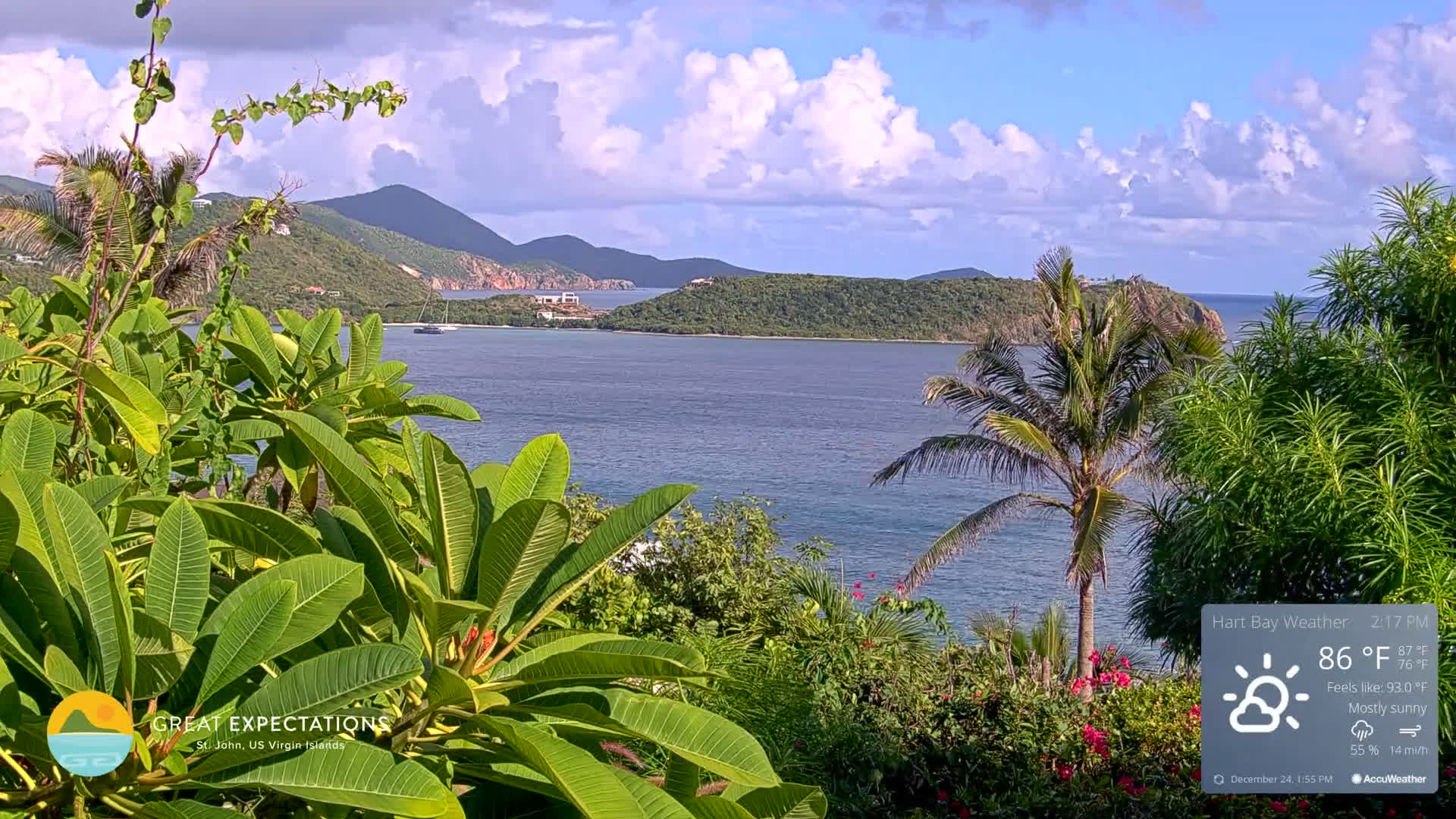 St. John, Hart & Rendezvous Bays Live Cam - Cruz Bay, St. John, United States Virgin Islands, USA